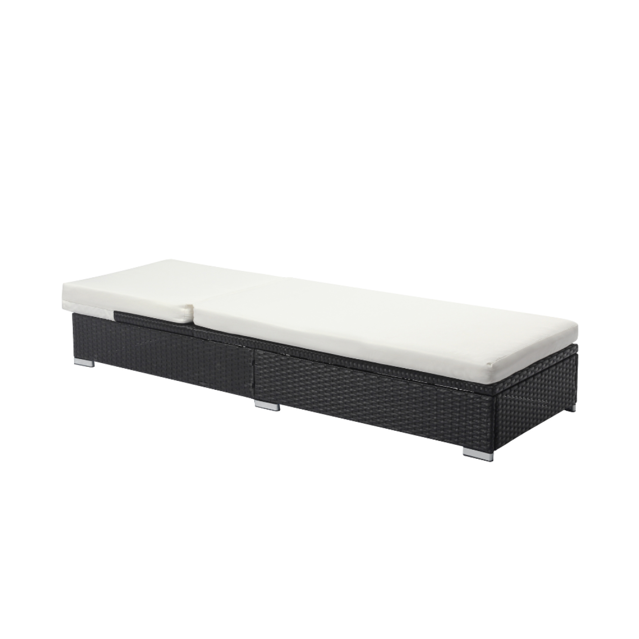 Voir la diapositive 5 : CONCEPT USINE Bain de soleil en résine tressée noir et matelas blanc sunny
