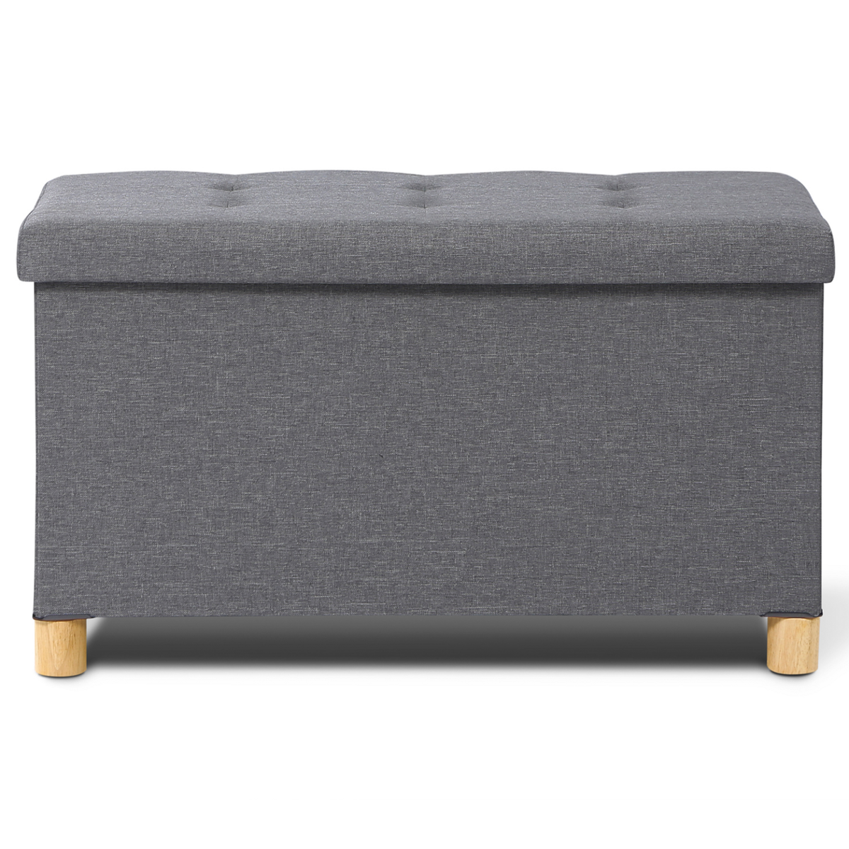 ID MARKET Banc coffre rangement sur pied 76 cm tissu gris anthracite