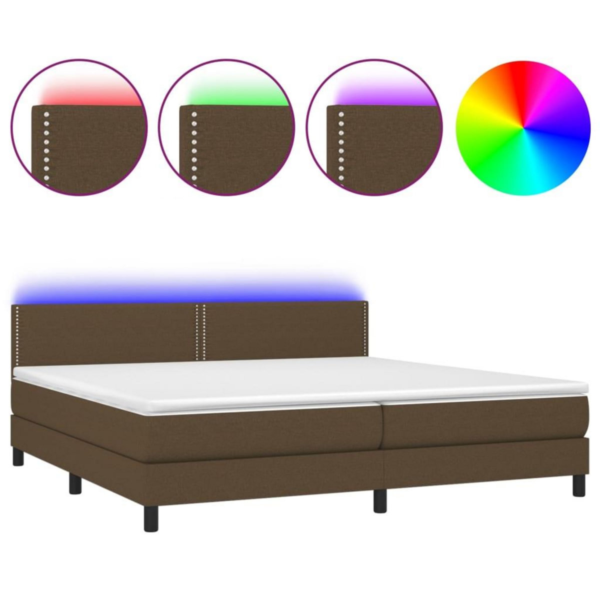 VIDAXL Sommier a lattes de lit matelas et LED Marron fonce 200x200 cm
