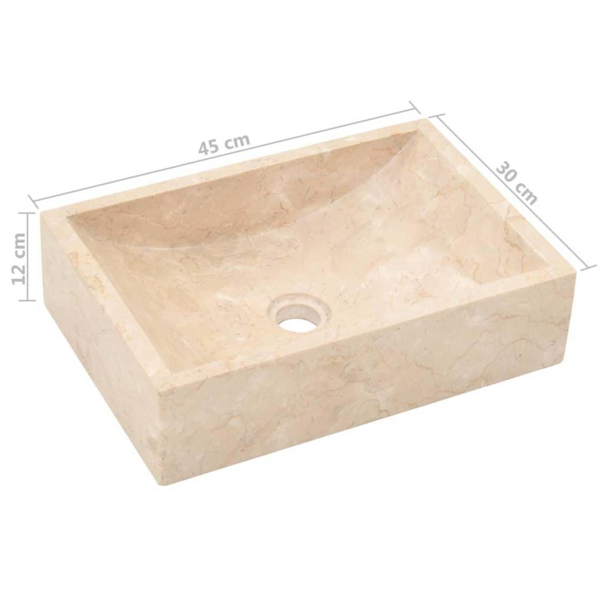 VIDAXL Lavabo 45x30x12 cm marbre creme brillant