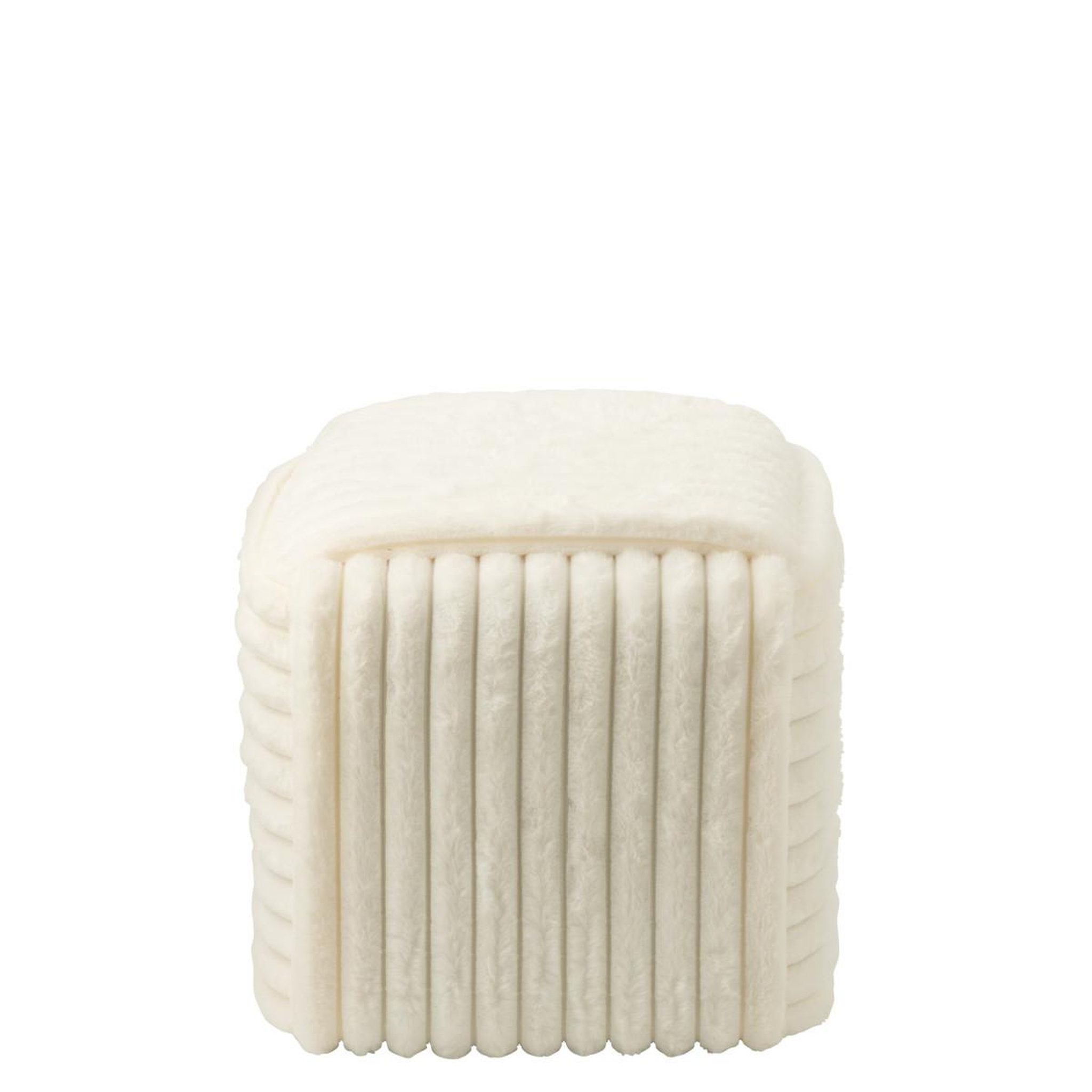 Voir la diapositive 3 : J-LINE Pouf carré côtelé  nuage  45cm blanc