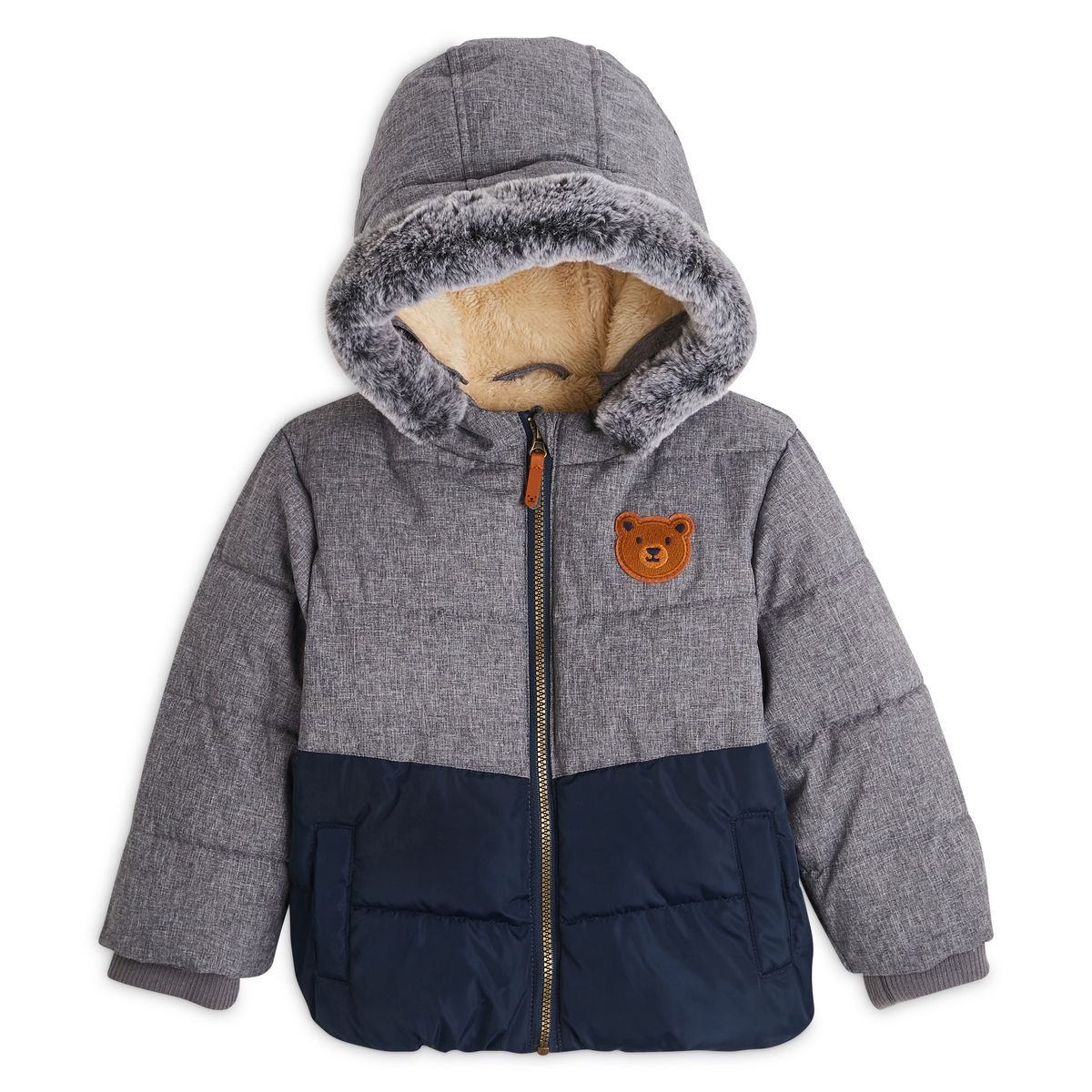 IN EXTENSO Doudoune avec capuche en fourrure ours bébé garçon