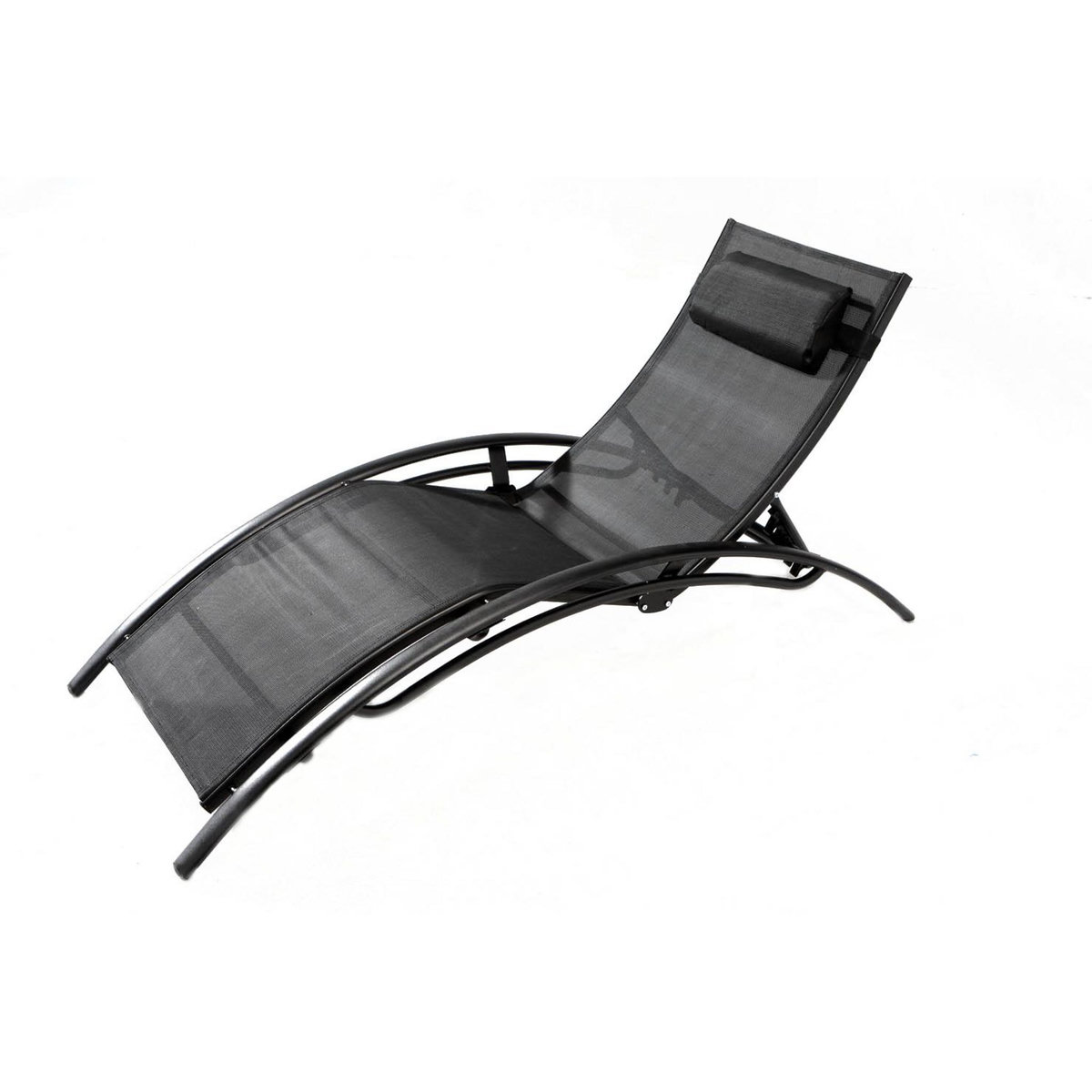 CONCEPT USINE Transat ajustable et empilable avec pieds en acier noir LIMEA