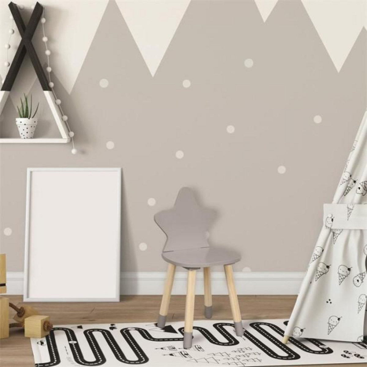 Paris Prix Chaise Enfant en Bois  Étoile  54cm Gris