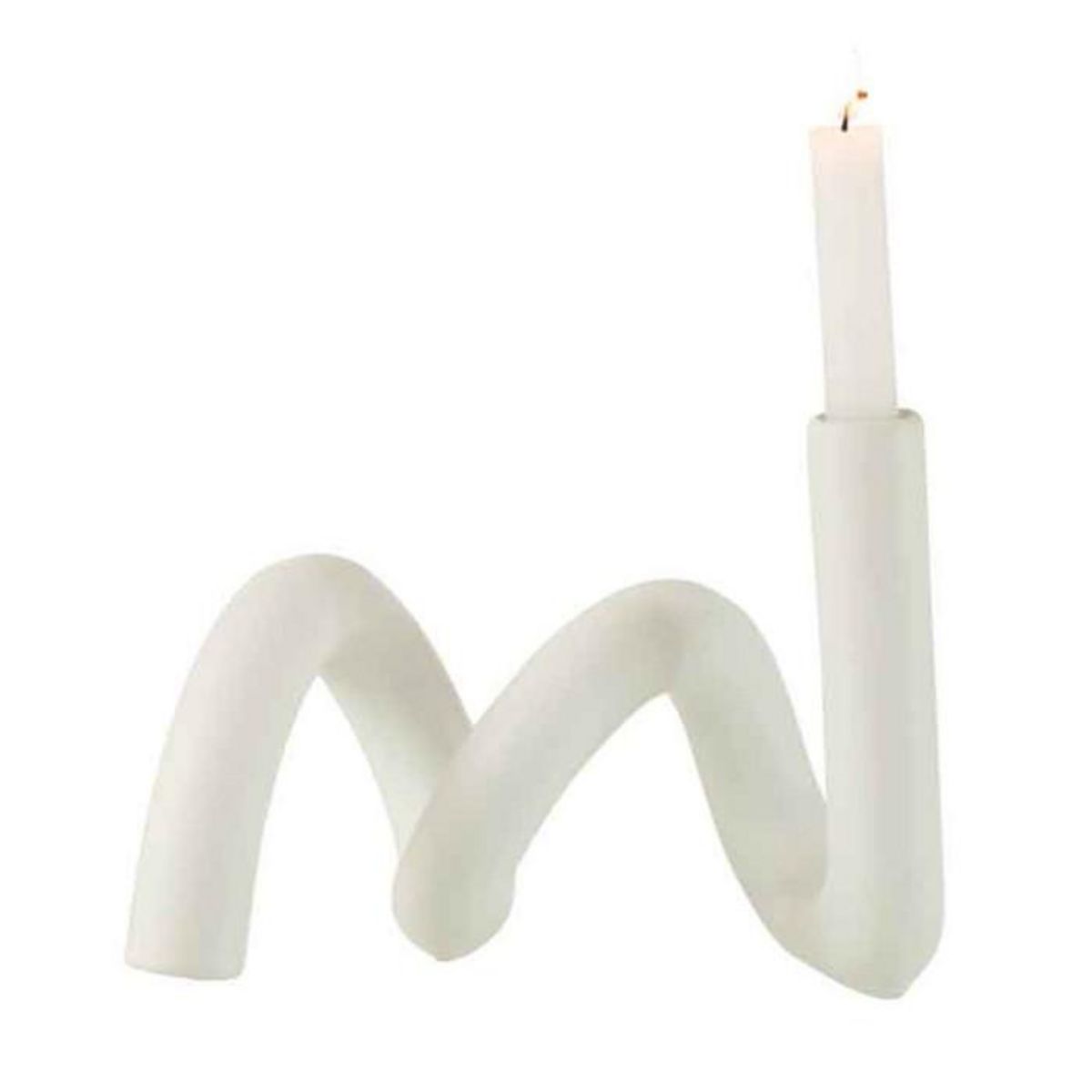 Paris Prix Bougeoir Design Céramique  Torsia  25cm Blanc