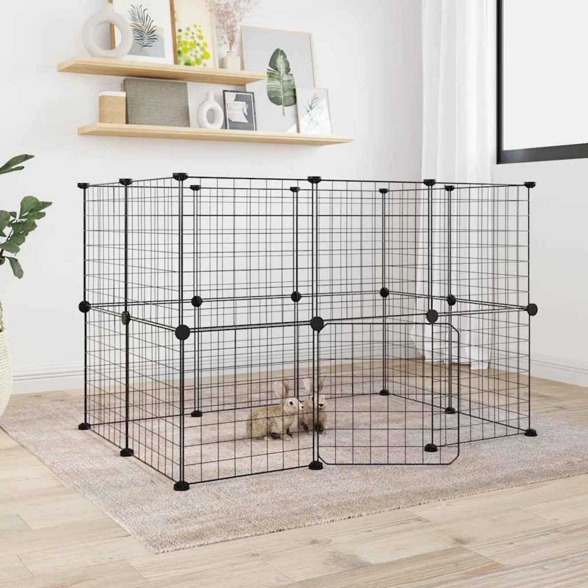 VIDAXL Cage animaux de compagnie a 20 panneaux et porte Noir 35x35 cm