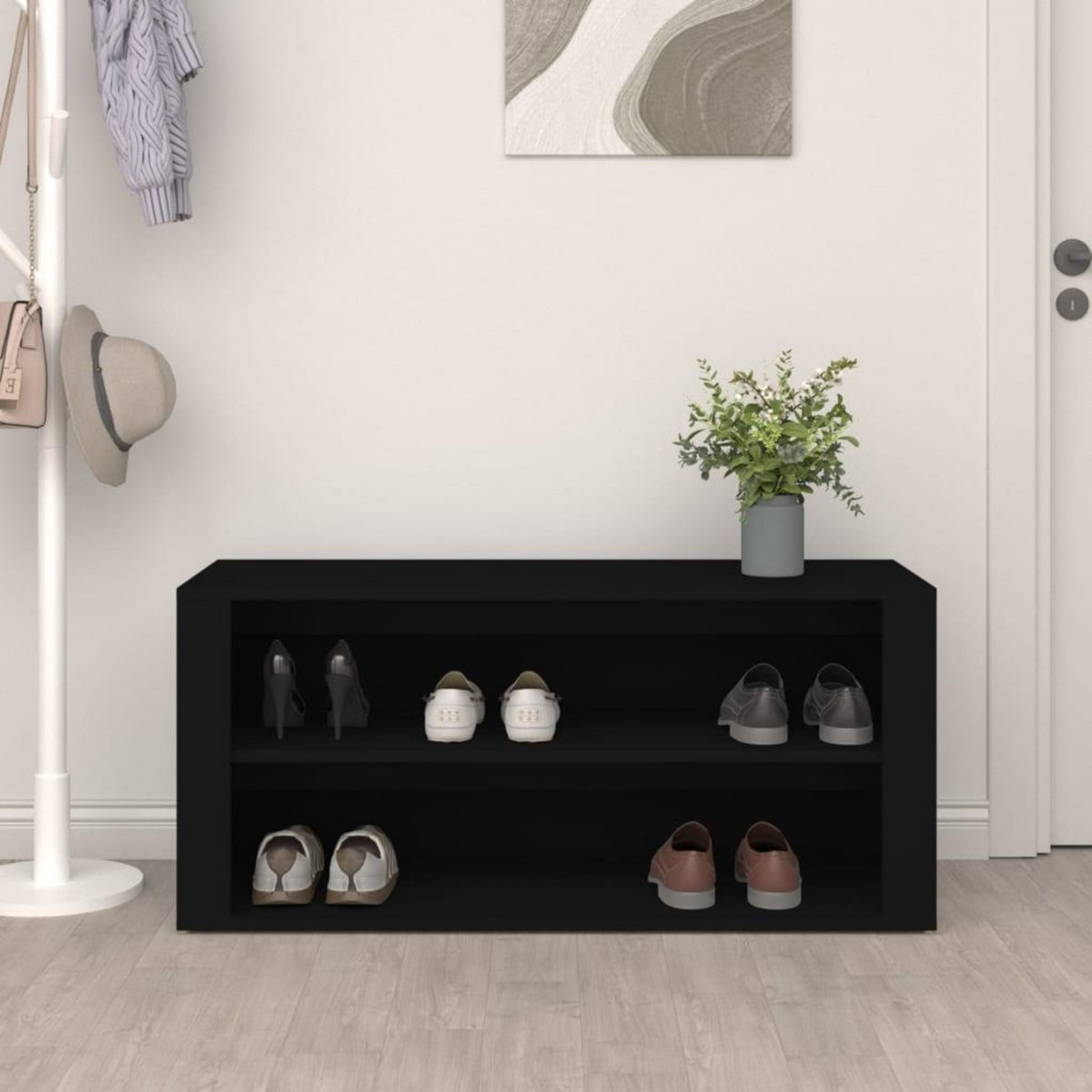 VIDAXL Etagere a chaussures Noir 100x35x45 cm Bois d'ingenierie