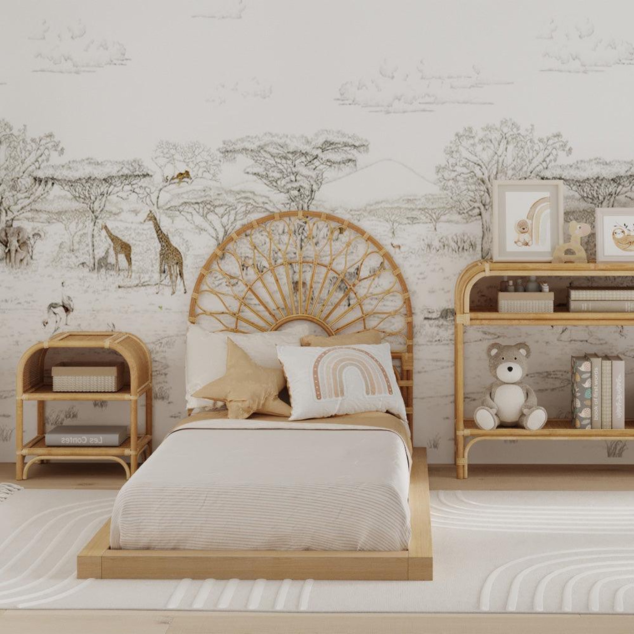 Voir la diapositive 5 : MAISON PAVANE Tête de lit 90 cm en rotin naturel-bahia