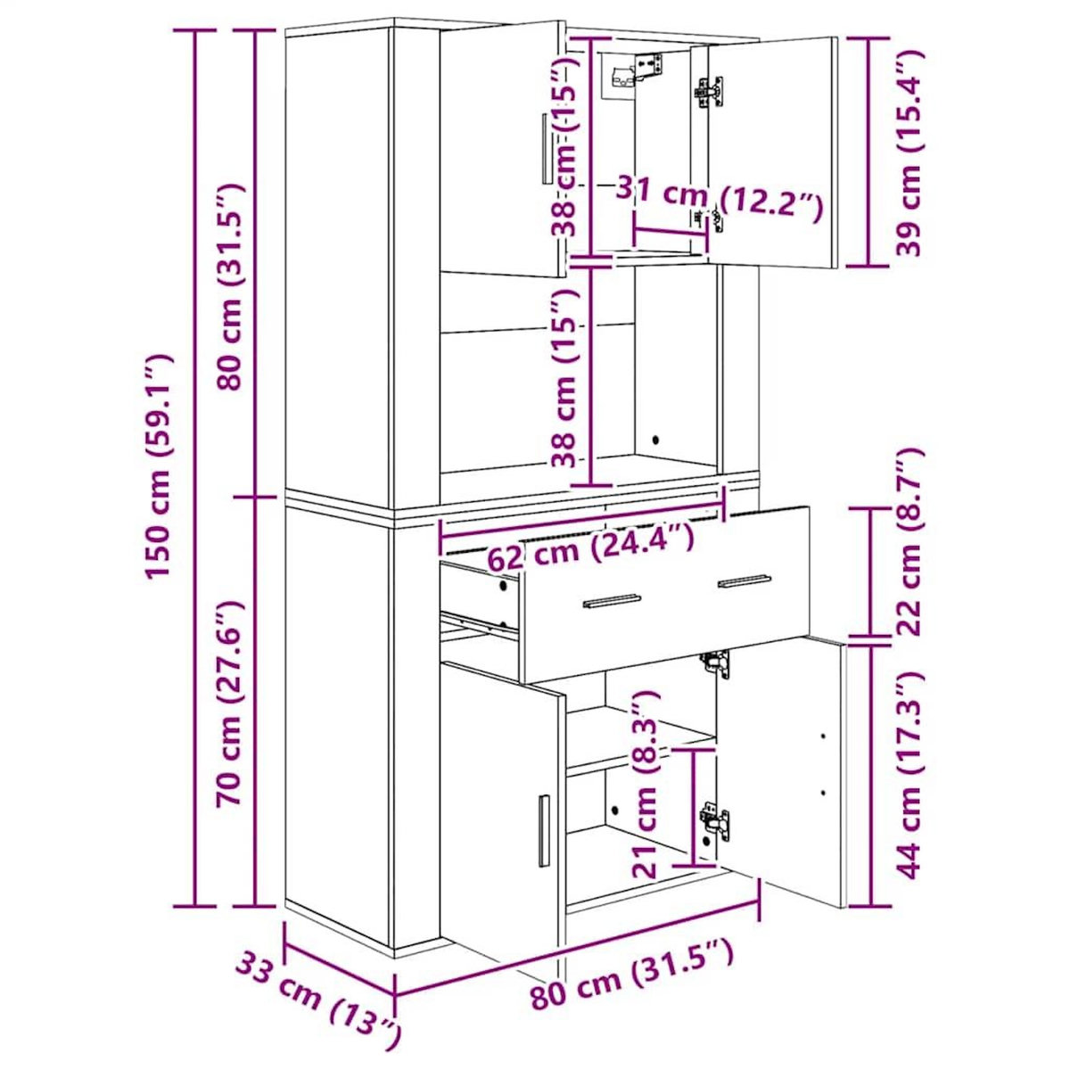 VIDAXL Buffet haut Chene sonoma Bois d'ingenierie