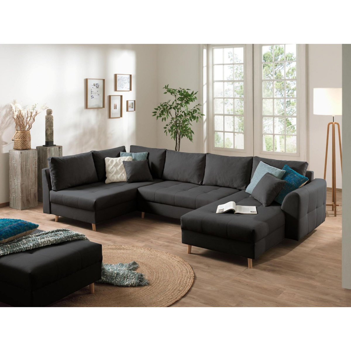 LISA DESIGN Rune - canapé panoramique avec pouf d'appoint - 7 places - style scandinave - gauche