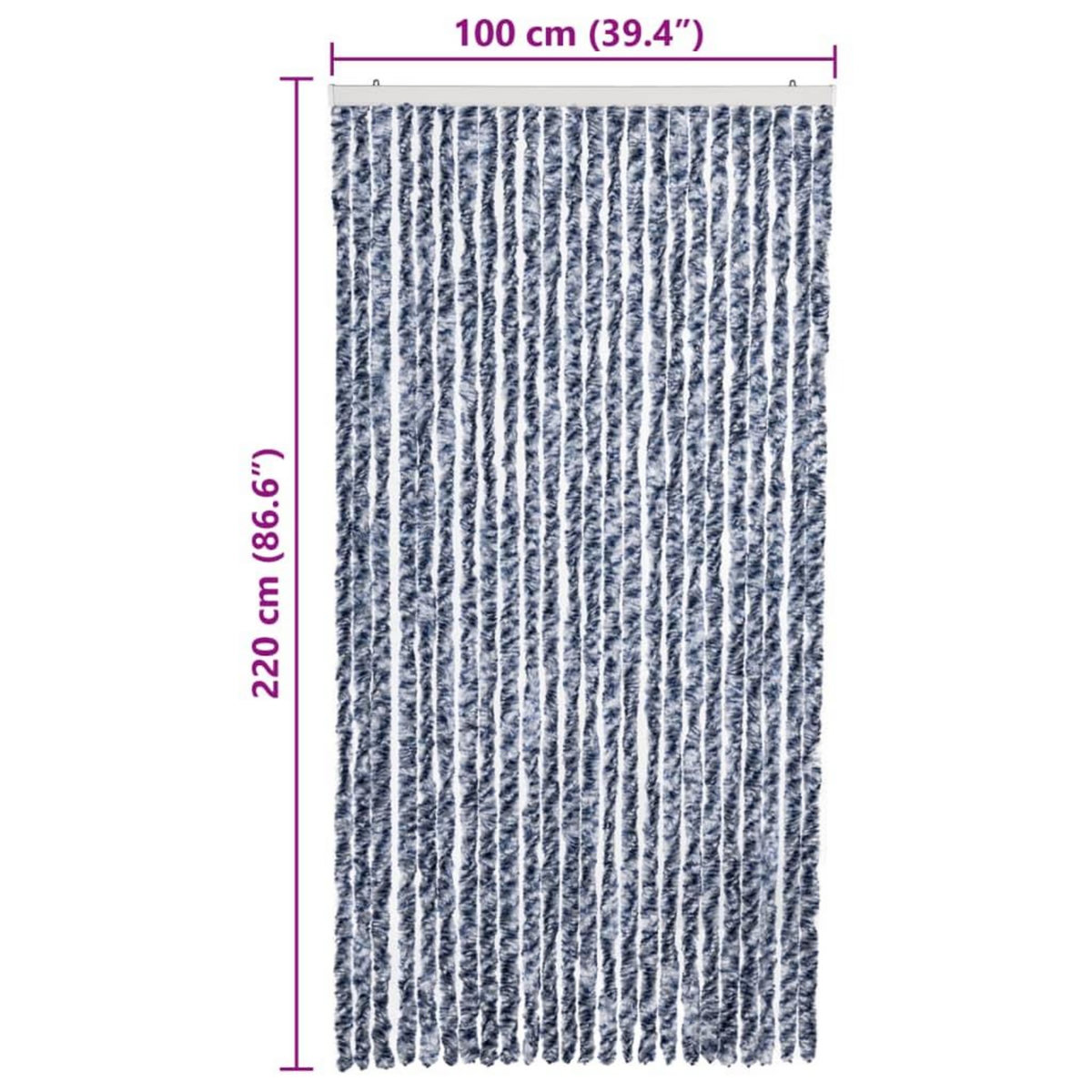 VIDAXL Moustiquaire Bleu blanc et argente 100x220 cm Chenille