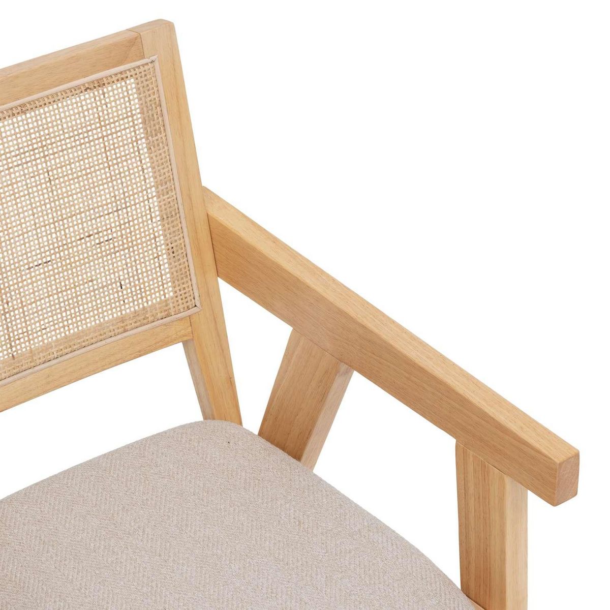 ATMOSPHERA Fauteuil de table en bois et cannage KOLIA - Beige