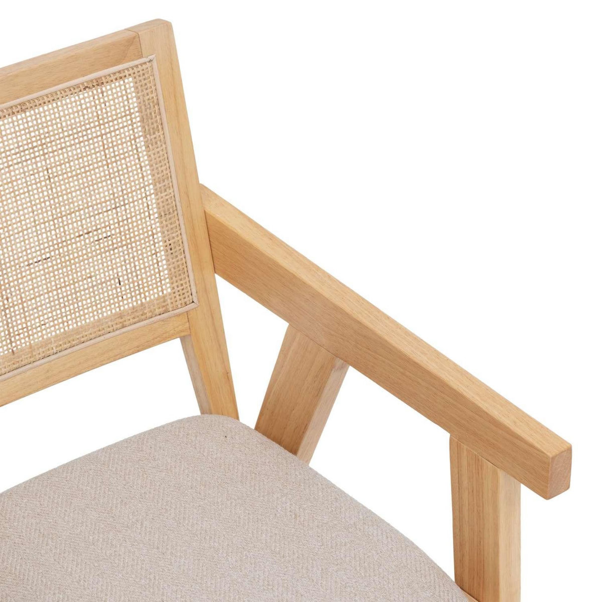ATMOSPHERA Fauteuil de table en bois et cannage KOLIA - Beige