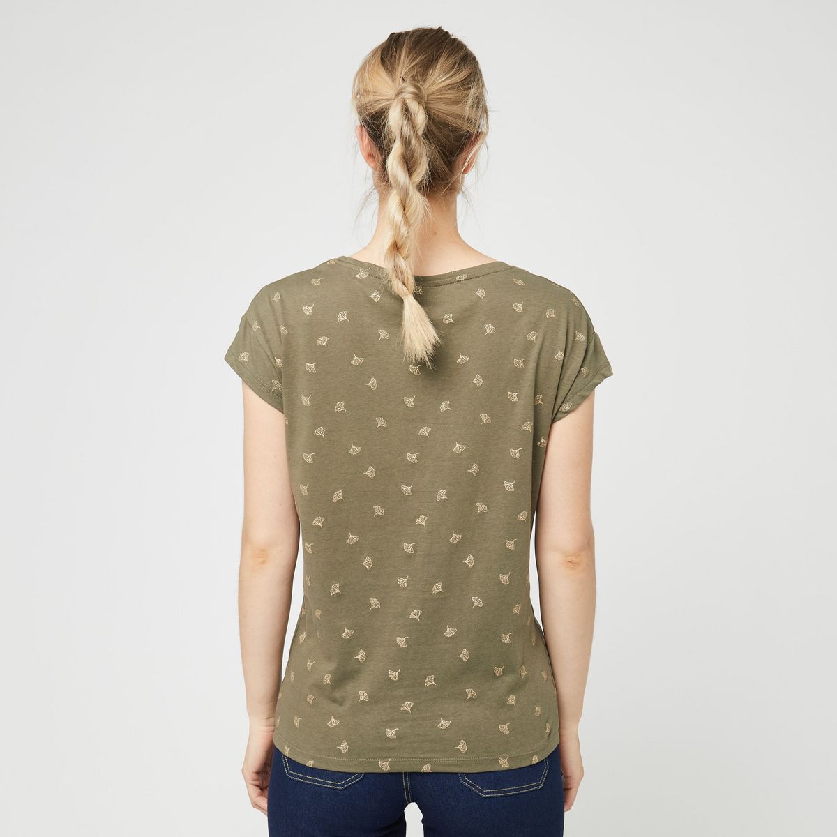 INEXTENSO T-shirt manche courte kaki fantaisie femme