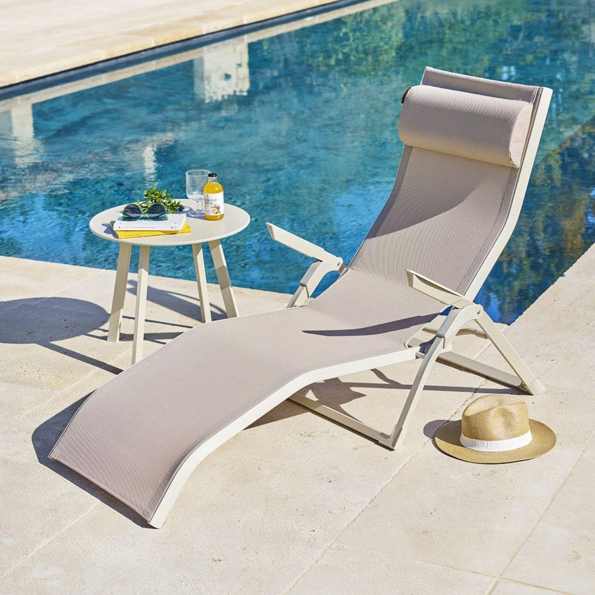 HESPERIDE Lot de 2 transats en aluminium et texaline DECIMA