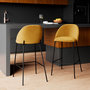 Voir la diapositive 2 : Rendez vous déco Lot de 2 chaises pour îlot central 66 cm en velours jaune moutarde-Karl
