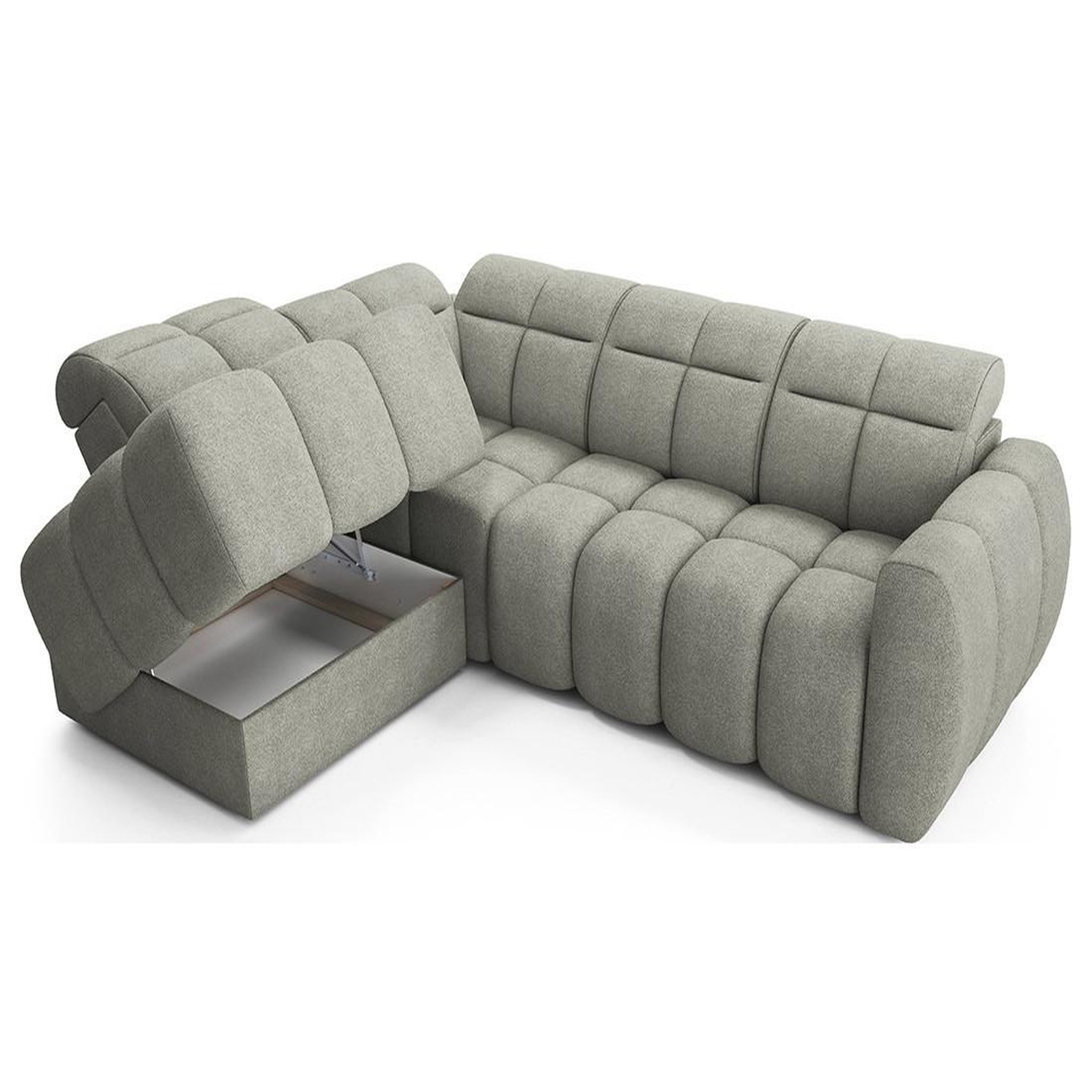 Voir la diapositive 5 : BEST MOBILIER Basile - canapé d'angle gauche 4 places assise extensible électrique avec coffre en tissu texturé