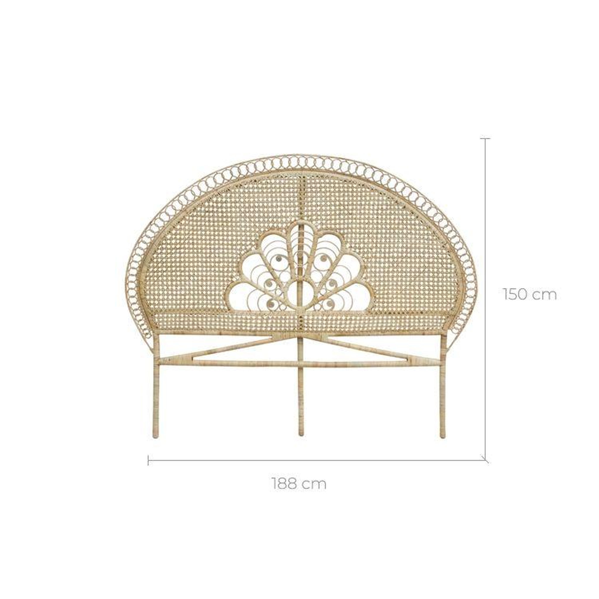 Voir la diapositive 4 : MAISON PAVANE Tête de lit 160 cm en rotin naturel-gabriella
