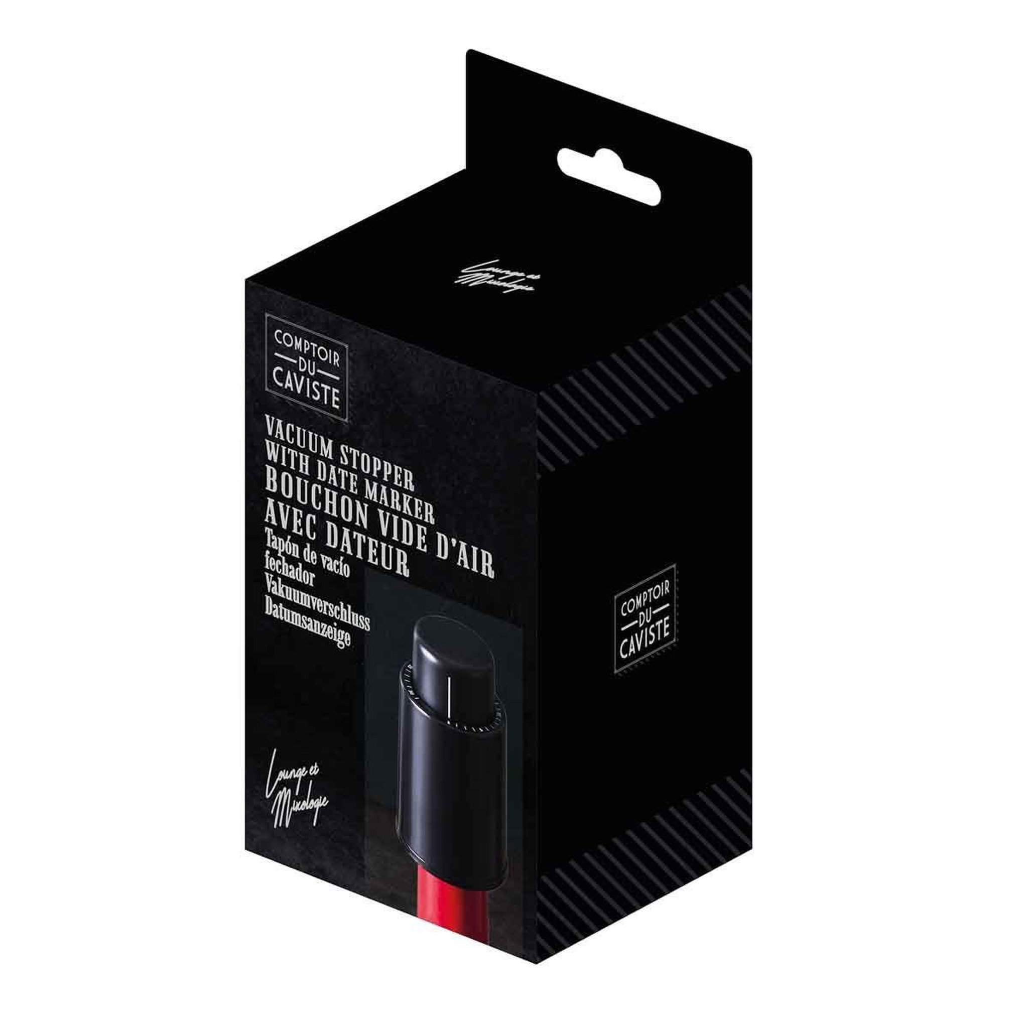 Voir la diapositive 4 : COOK CONCEPT Bouchon vide d'air pour vin  dateur  8cm noir