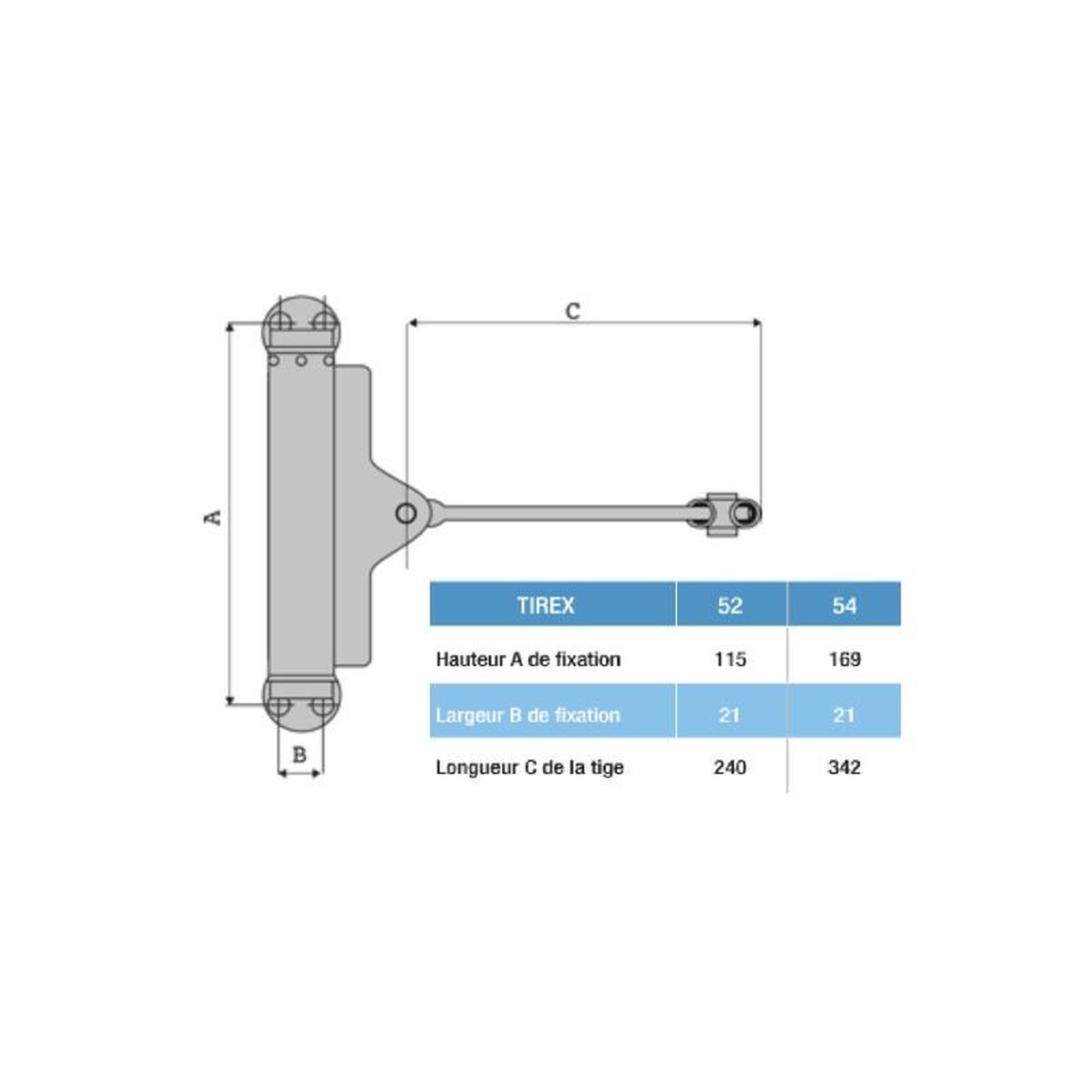 Voir la diapositive 2 : GROOM Ferme porte à tige TIREX 52 argent 40 kg GROOM 152101U
