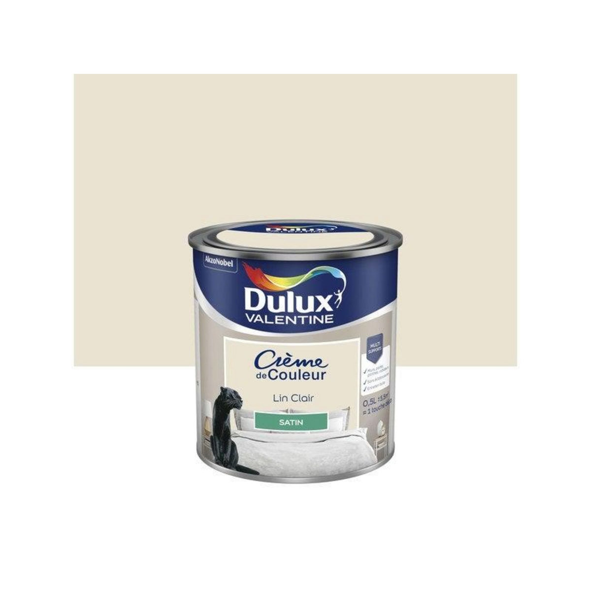 CENTRALE BRICO Peinture mur, boiserie crème de couleur DULUX VALENTINE lin clair satiné 0.5L