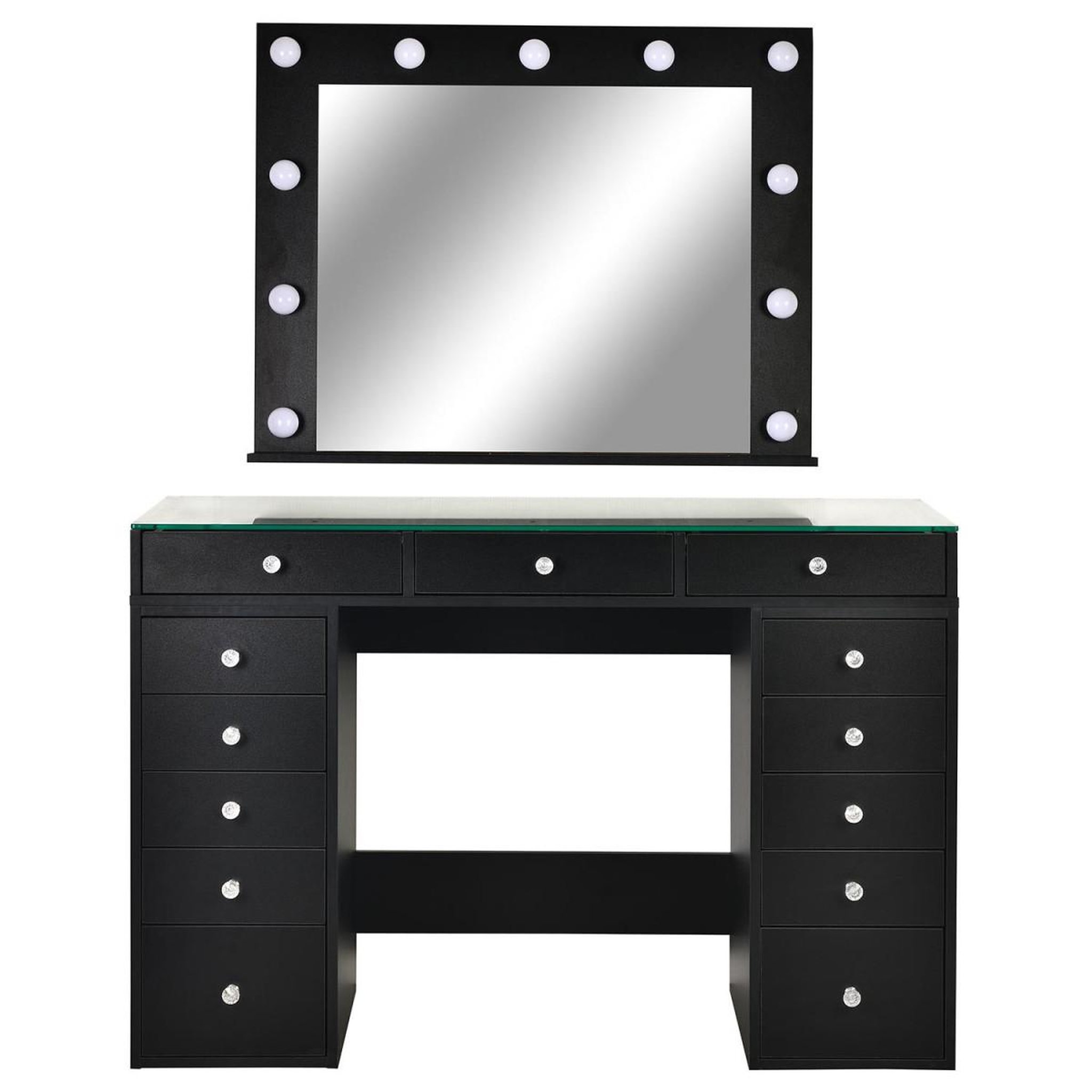 Voir la diapositive 3 : Paris Prix Coiffeuse avec 13 tiroirs & miroir  beauté  120cm noir