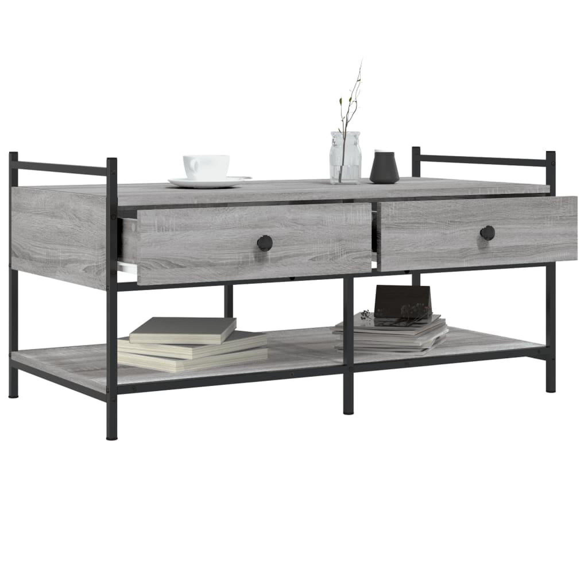 Voir la diapositive 4 : VIDAXL Table basse sonoma gris 99x50x50 cm bois d'ingenierie
