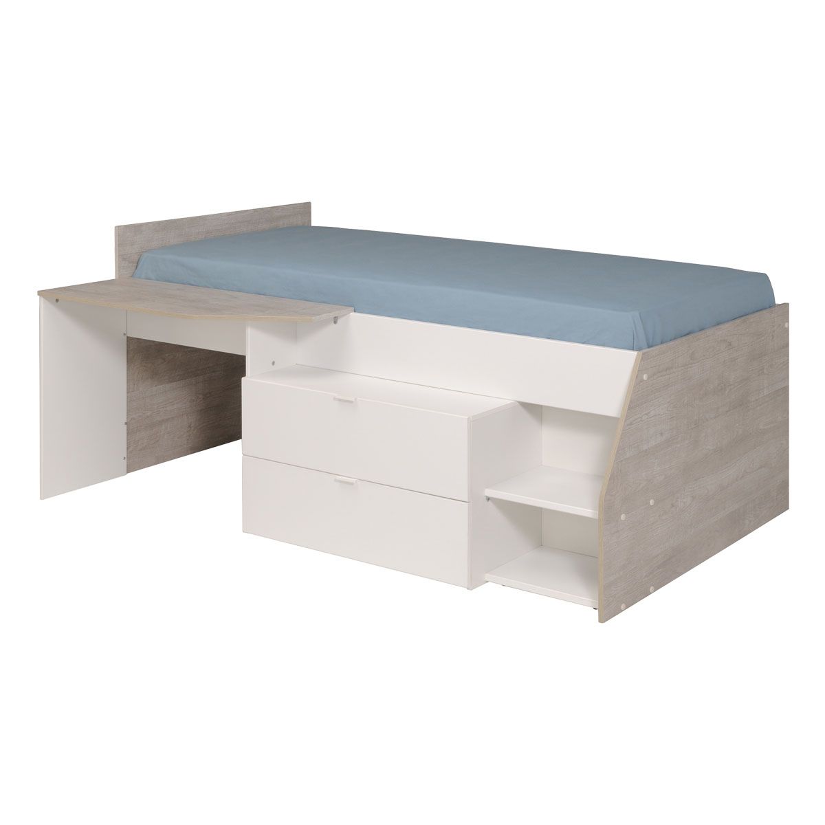 Lit enfant mi hauteur avec rangement 90x190/200cm MIKA