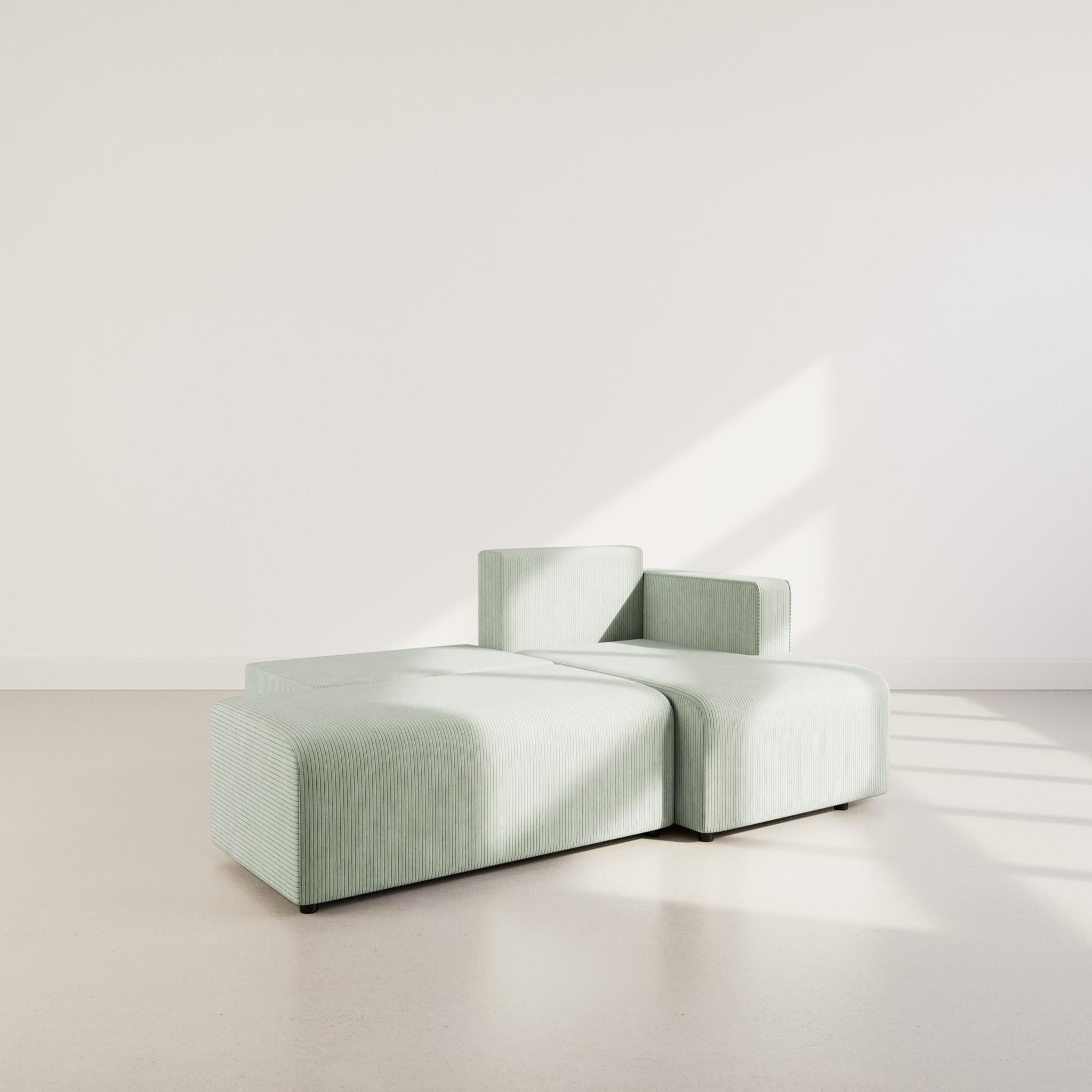 Voir la diapositive 2 : BEST MOBILIER Topaze - canapé d'angle droit 4 places convertible avec coffre en velours côtelé