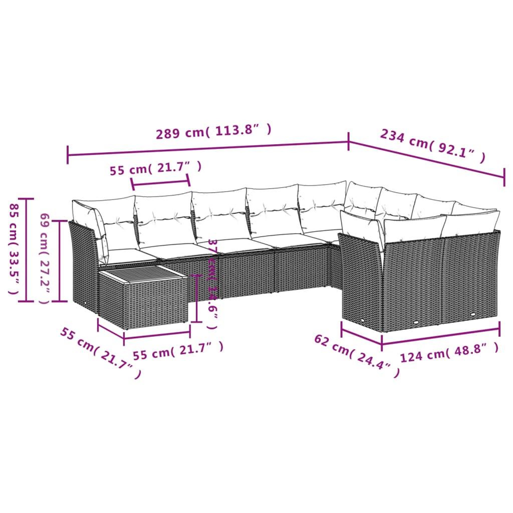 Voir la diapositive 6 : VIDAXL Salon de jardin 10 pcs avec coussins noir resine tressee