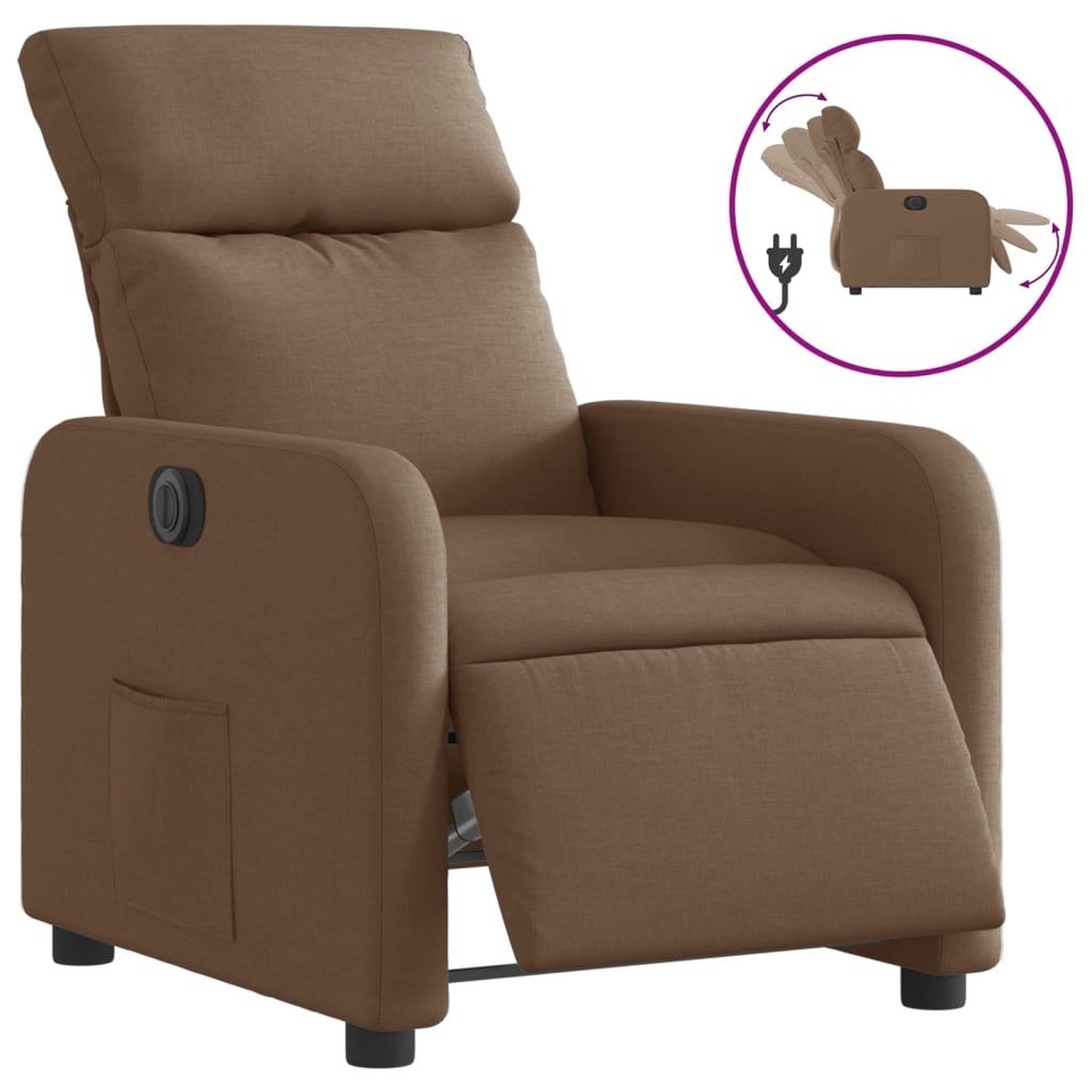 Voir la diapositive 2 : VIDAXL Fauteuil inclinable electrique Marron Tissu