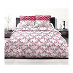 HOME LINGE PASSION Parure de couette 240x260 cm HOME LINGE PASSION FRISE : Housse de couette + 2 taies d'oreiller - 100% Coton 57 Fils - Bordeaux