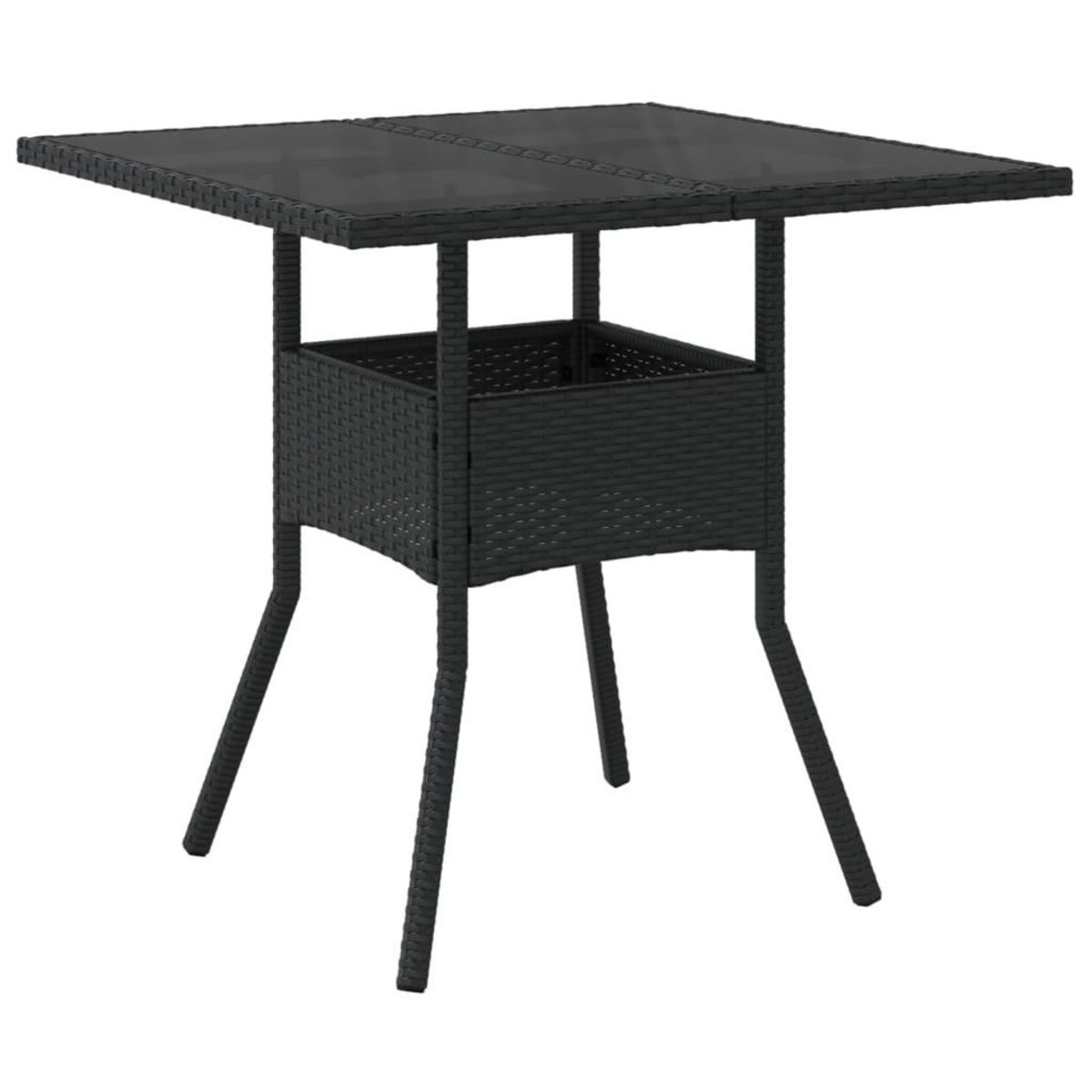 VIDAXL Table de jardin dessus en verre noir 80x80x75 cm resine tressee
