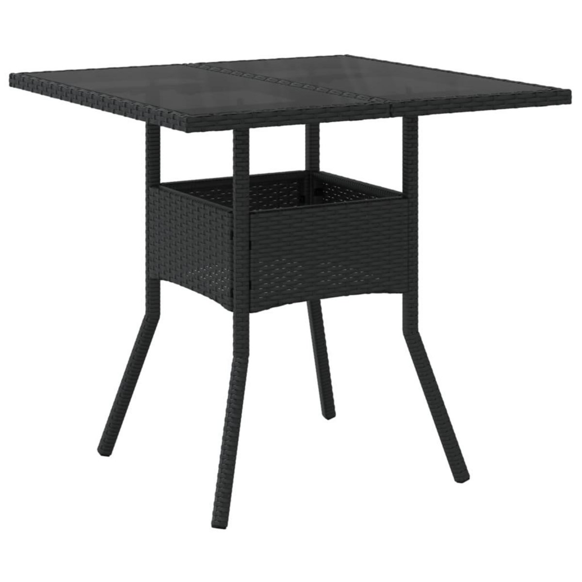 VIDAXL Table de jardin dessus en verre noir 80x80x75 cm resine tressee