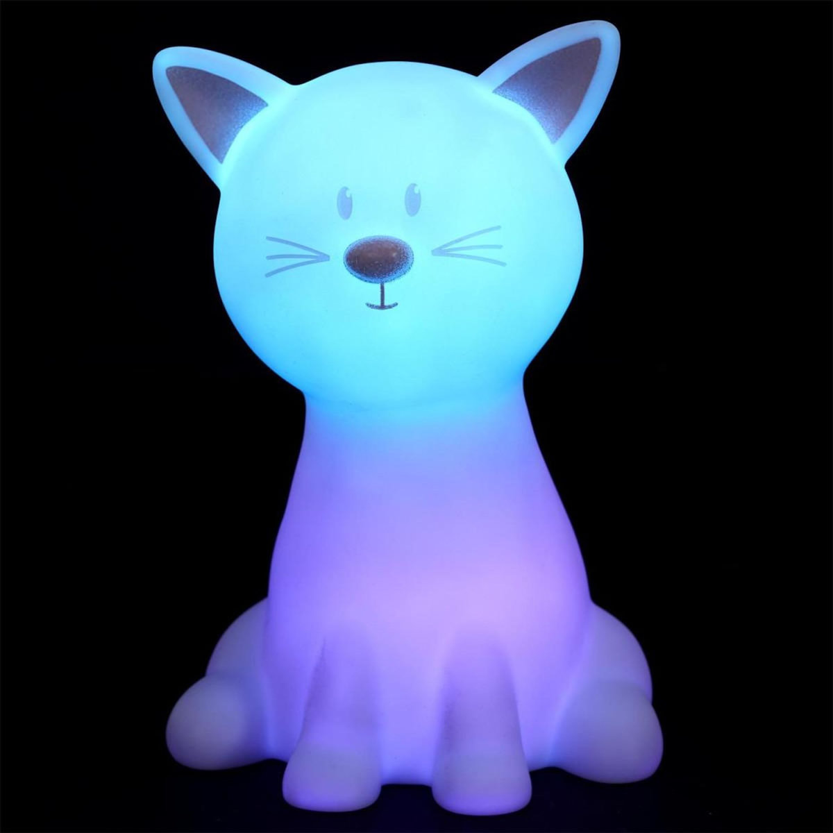 Paris Prix Lampe Veilleuse Enfant Led  Chat  19cm Blanc