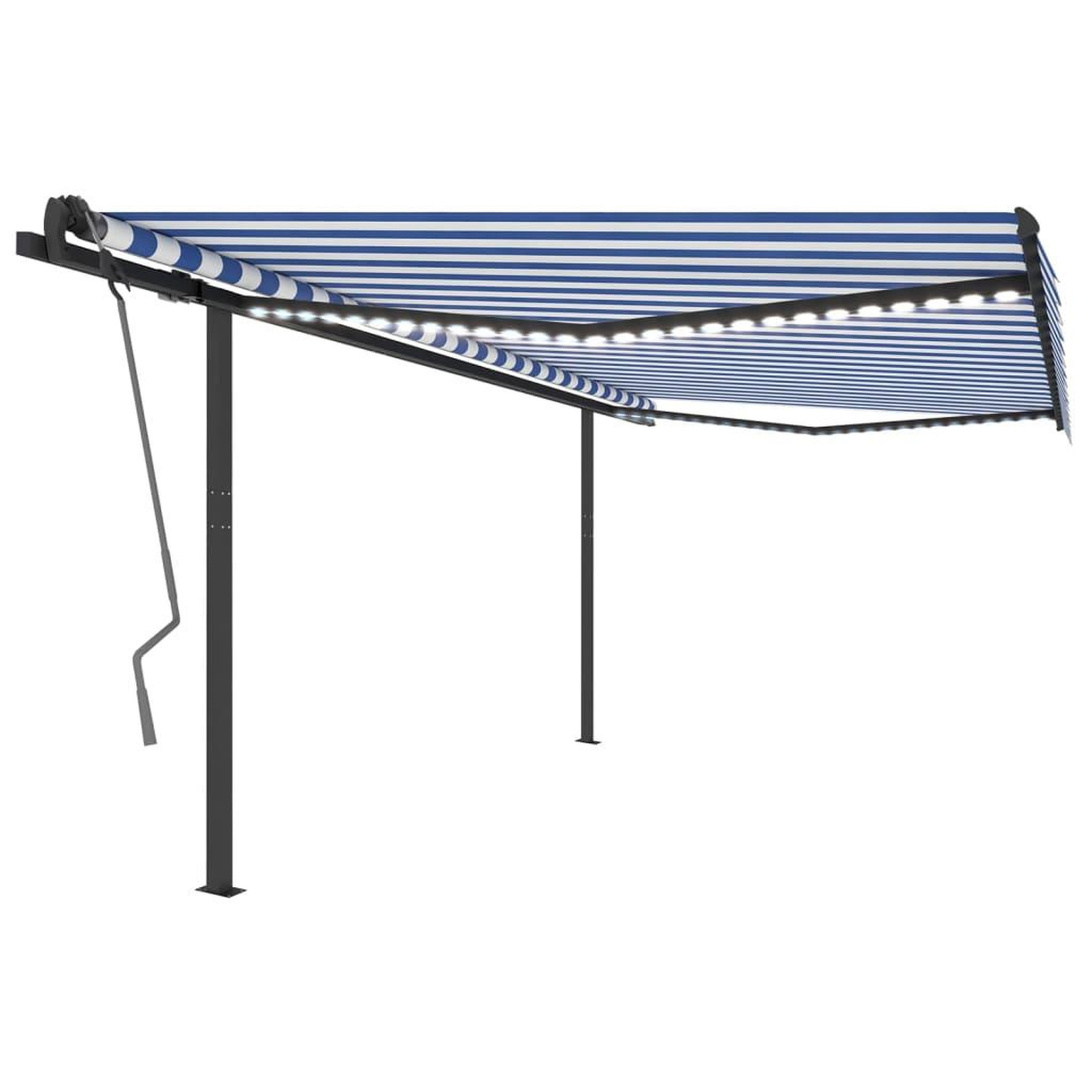 Voir la diapositive 2 : VIDAXL Auvent manuel retractable avec LED 4,5x3 m Bleu et blanc