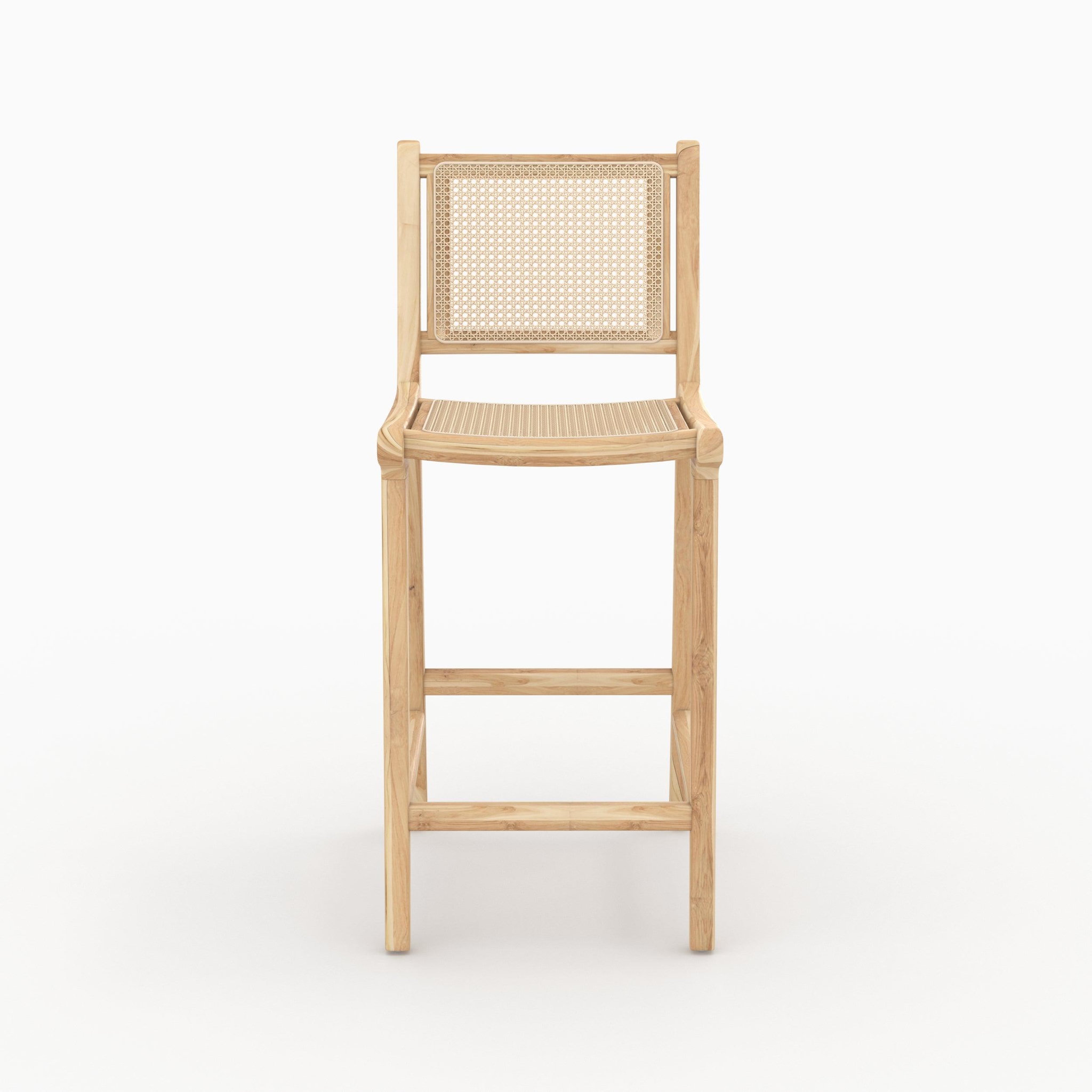 Voir la diapositive 6 : MAISON PAVANE Lot de 2 chaises pour îlot central en teck et cannage rotin 66,5 cm-kyla