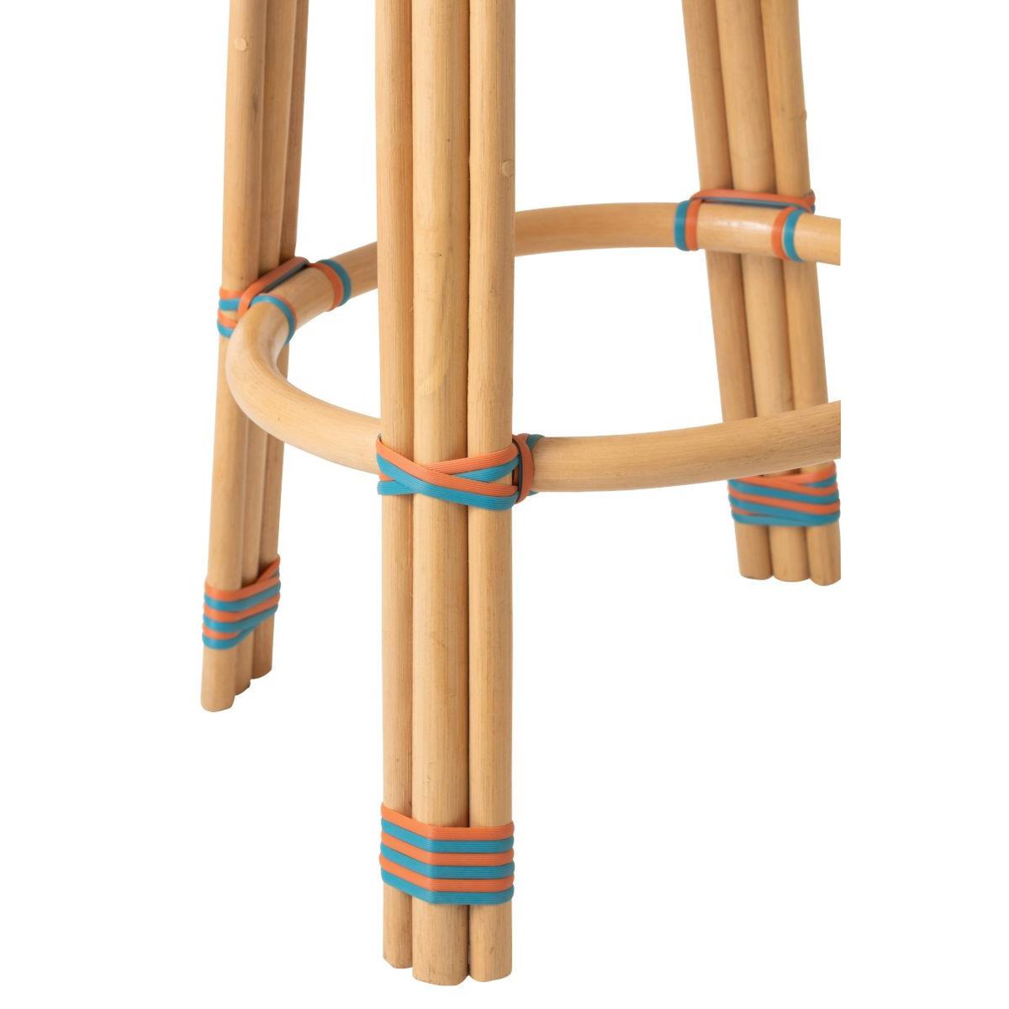 Voir la diapositive 4 : J-LINE Tabouret de Bar en Rotin  Geo  66cm Orange & Turquoise