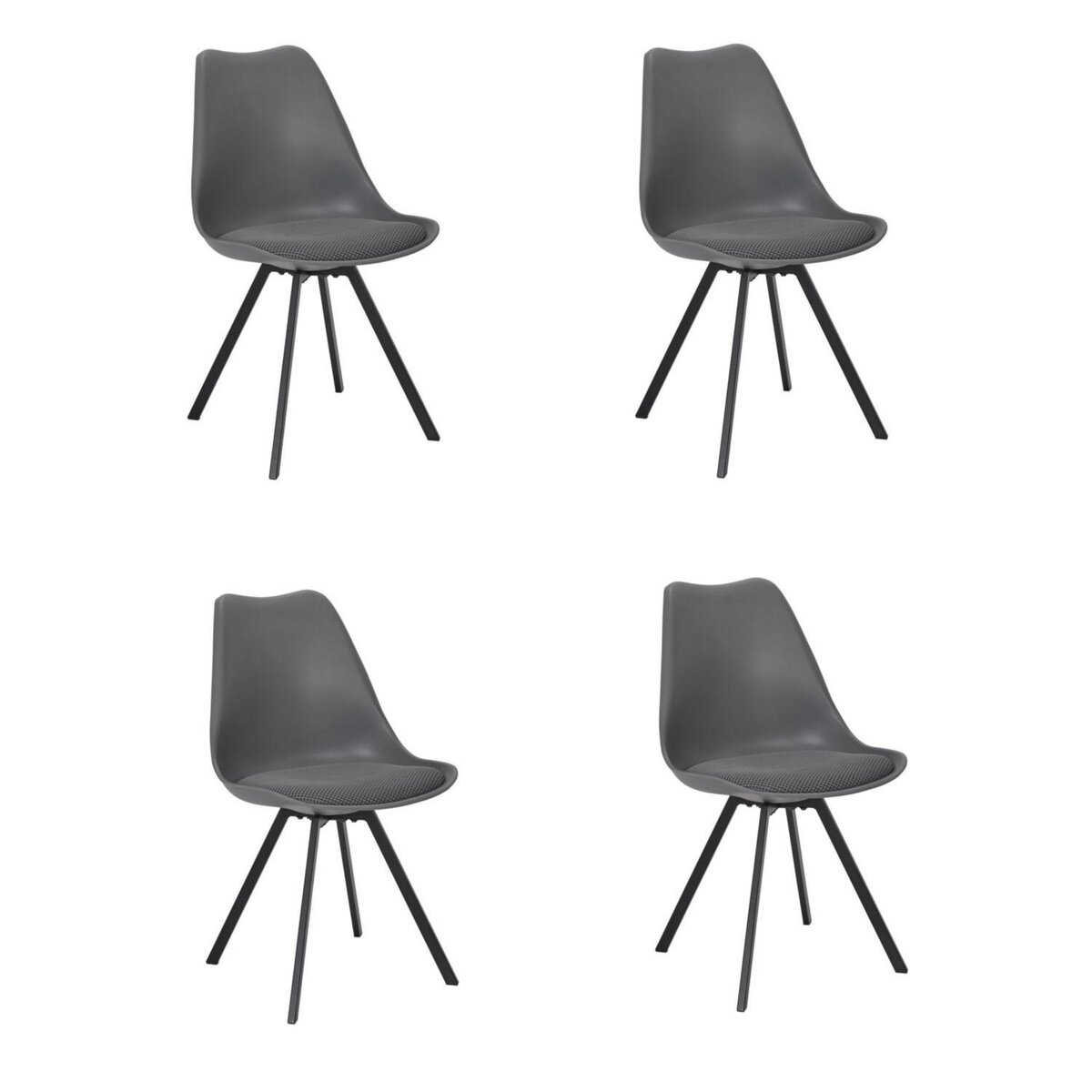 TOILINUX Lot de 4 chaises avec coussin ATOME