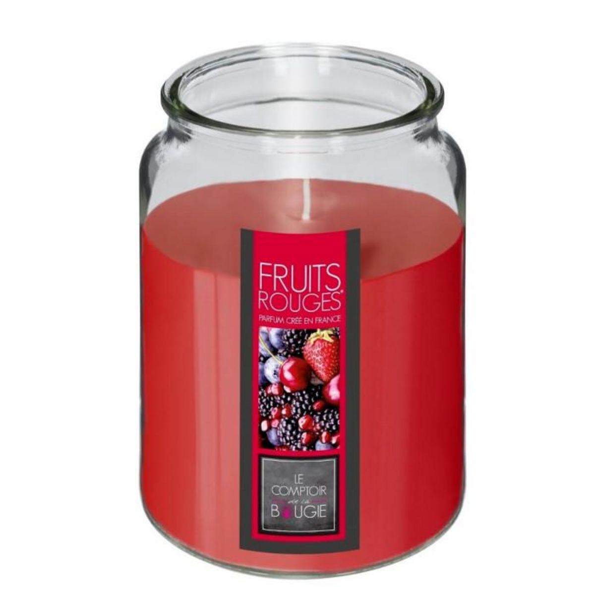 COMPTOIR DE LA BOUGIE Bougie Parfumée en Verre  Couvercle  510g Fruits Rouges