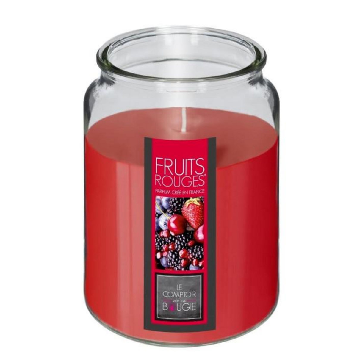 COMPTOIR DE LA BOUGIE Bougie Parfumée en Verre  Couvercle  510g Fruits Rouges
