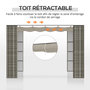 Voir la diapositive 4 : OUTSUNNY Pergola rétractable style colonial dim. 2,98L x 2,98l x 2H m métal époxy anticorrosion résine tressée grise toile polyester haute densité 180 g/m² crème