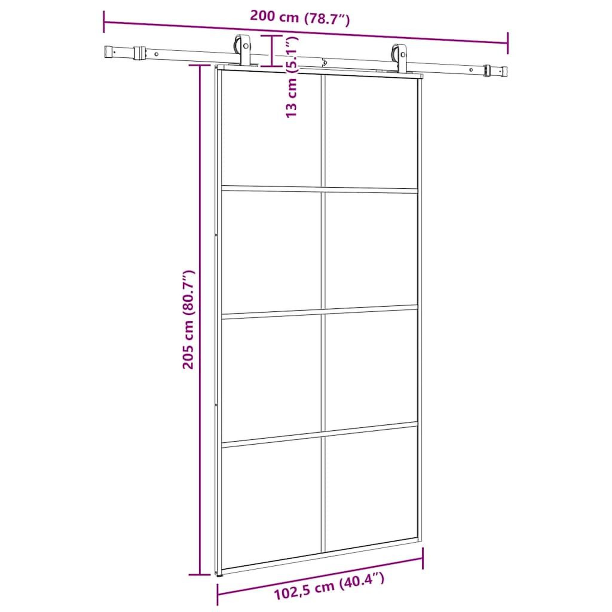Voir la diapositive 6 : VIDAXL Porte coulissante kit de quincaillerie noir 102,5x205 cm