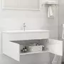 VIDAXL Armoire d'evier avec lavabo integre Blanc brillant Agglomere