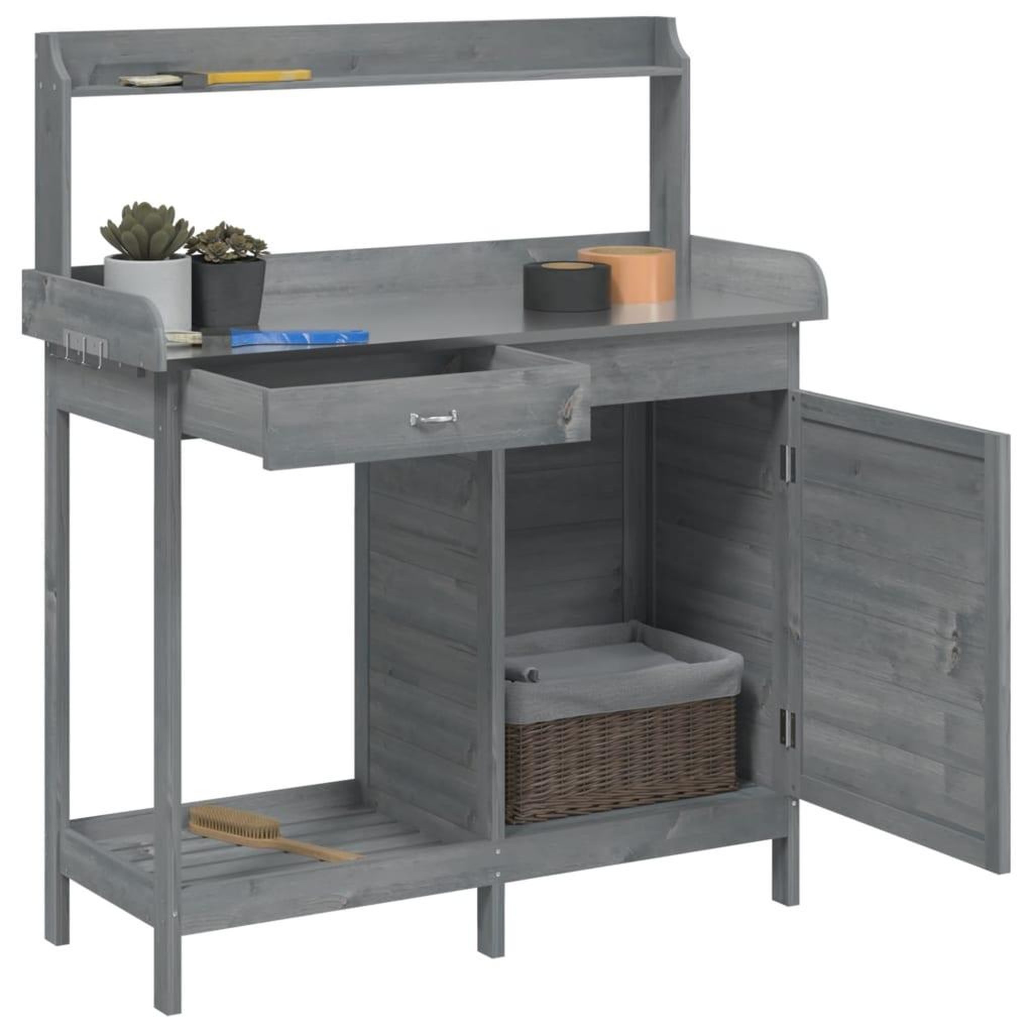 Voir la diapositive 5 : VIDAXL Table de rempotage avec armoire gris bois massif de sapin