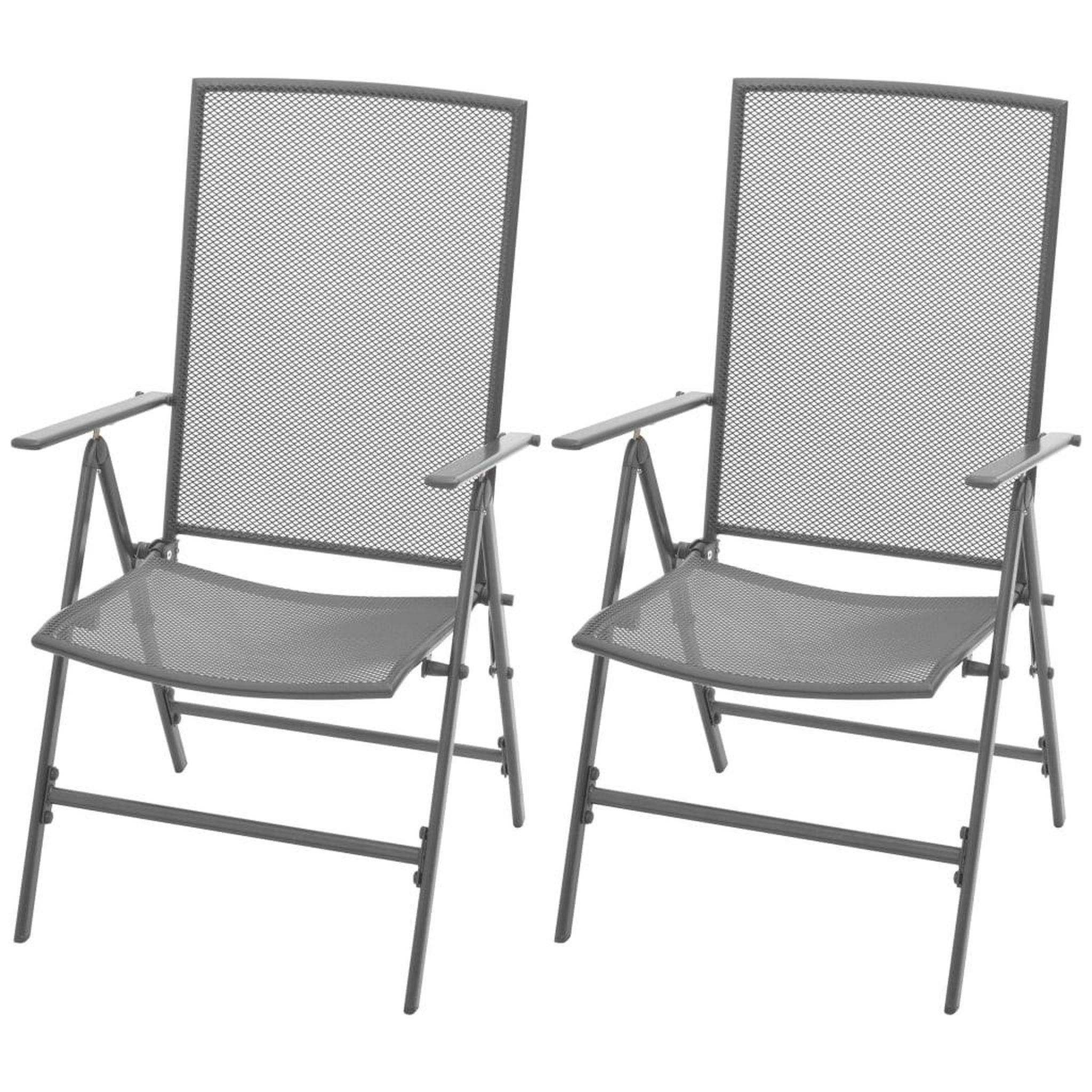 Voir la diapositive 1 : VIDAXL Chaises empilables de jardin lot de 2 Acier Gris