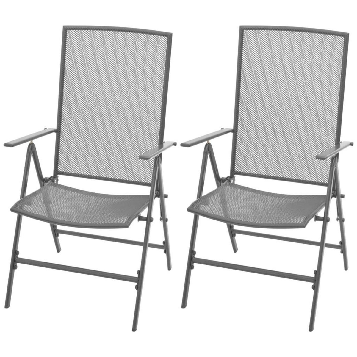VIDAXL Chaises empilables de jardin lot de 2 Acier Gris