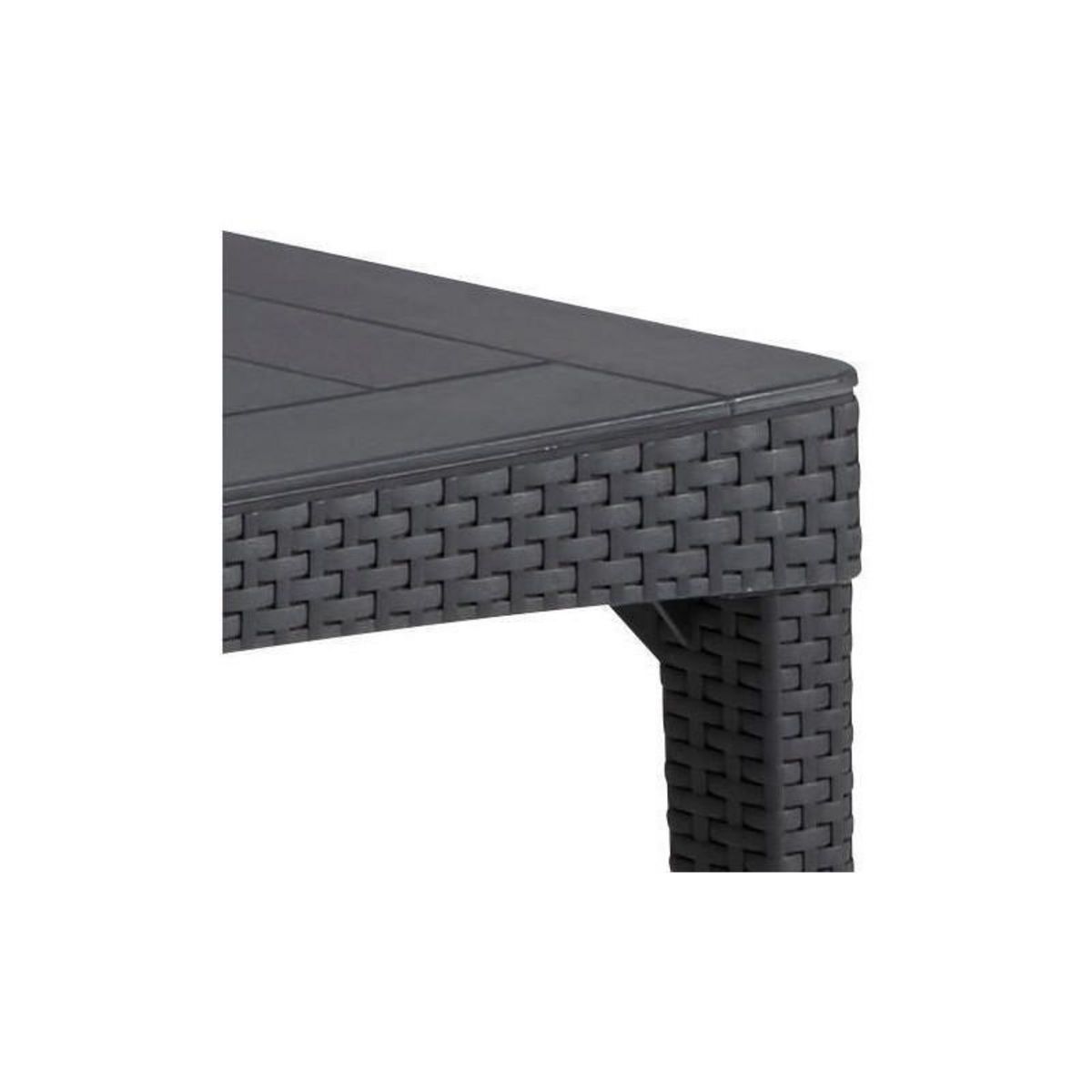 Keter Table de jardin plateau latte - Dimensions : 160x90x74 cm - structure imitation rotin tressée - ALLIBERT BY KETER - 6 personnes