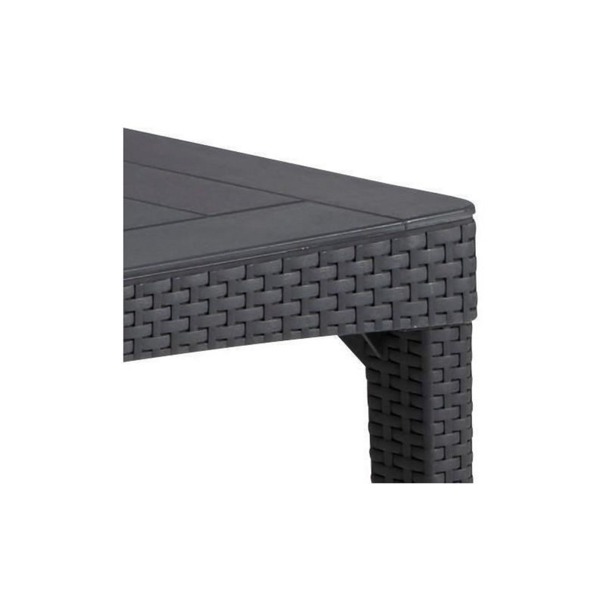 Keter Table de jardin plateau latte - Dimensions : 160x90x74 cm - structure imitation rotin tressée - ALLIBERT BY KETER - 6 personnes