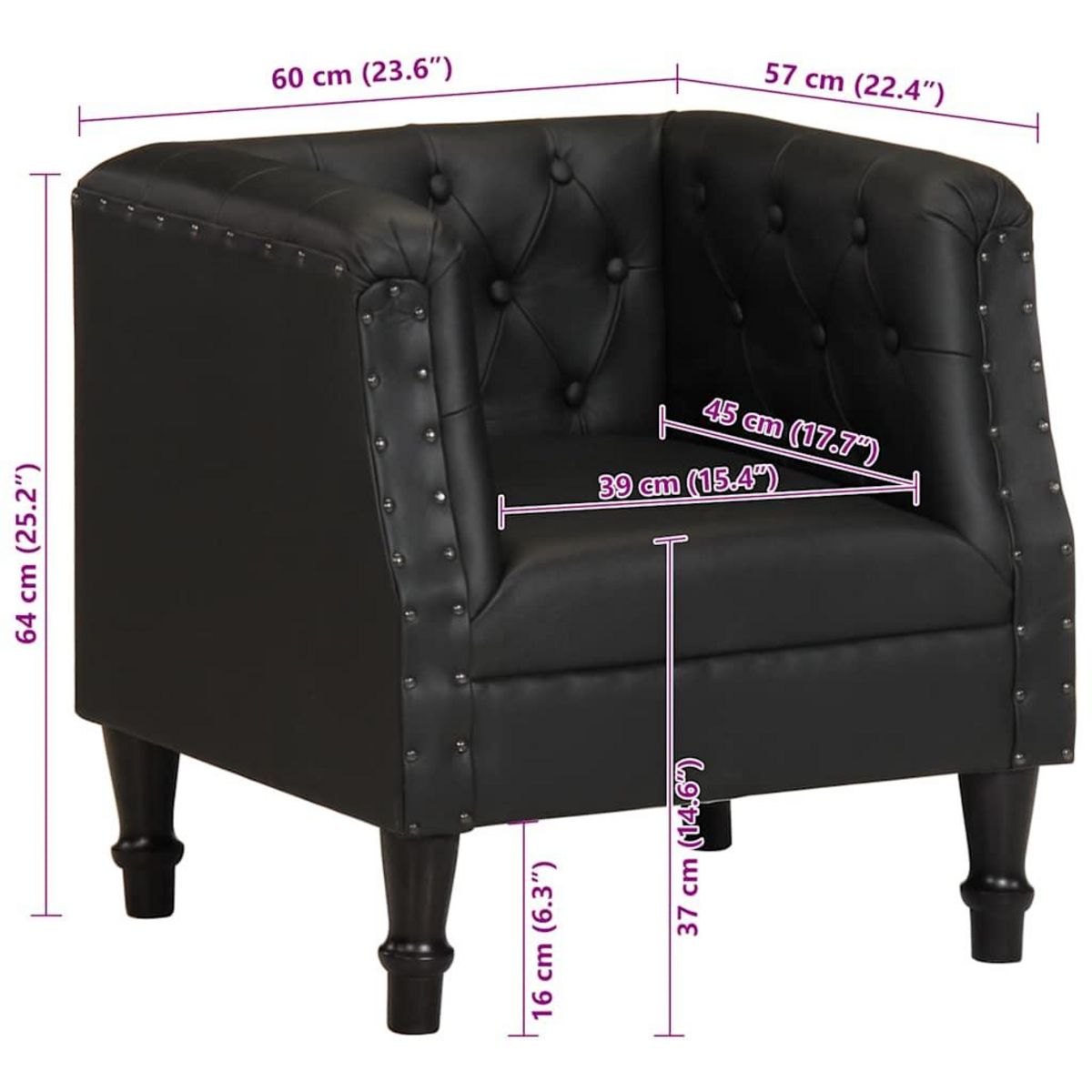 VIDAXL Fauteuil Noir Cuir veritable